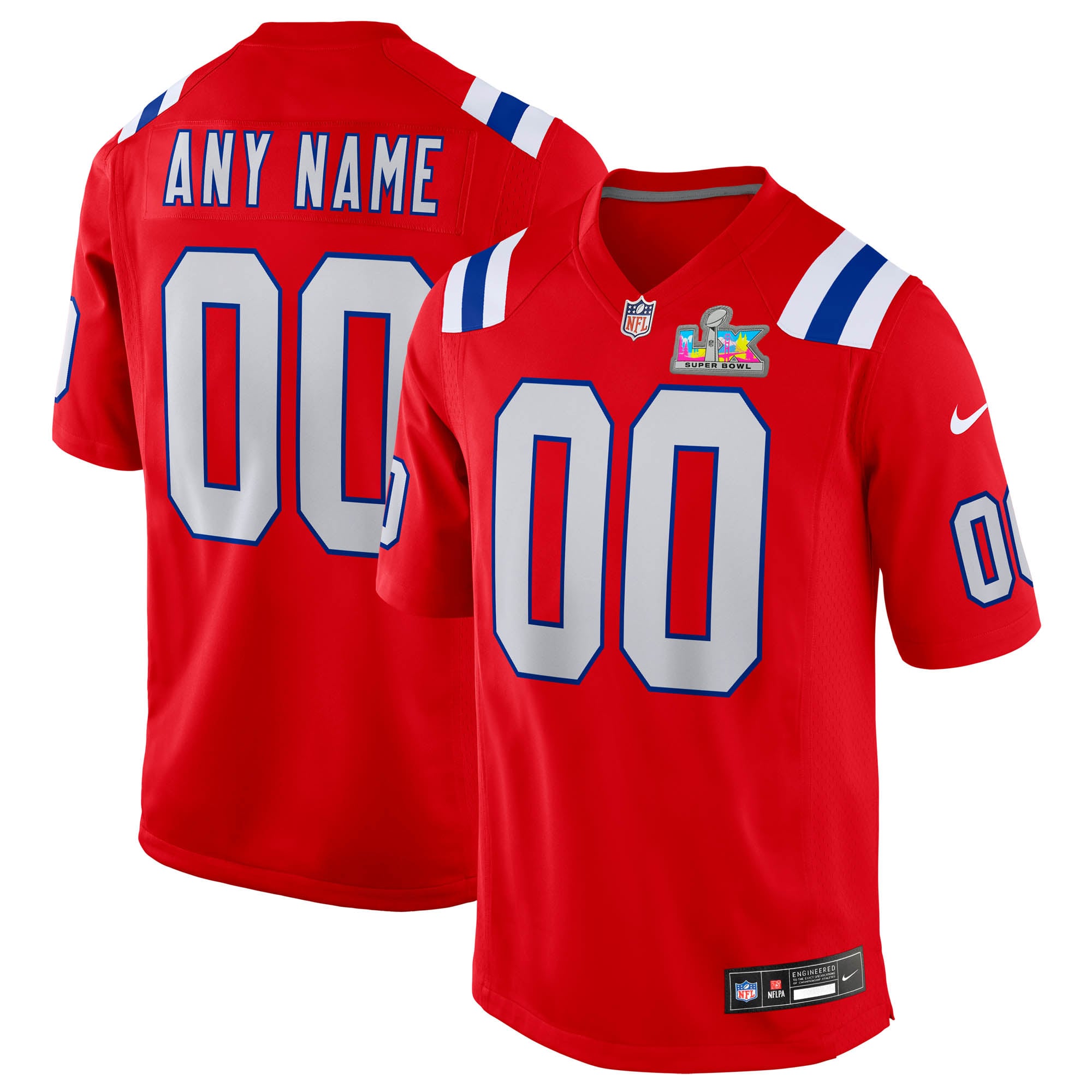 New England Patriots Super Bowl LX Patch Custom Game Jersey - Red
