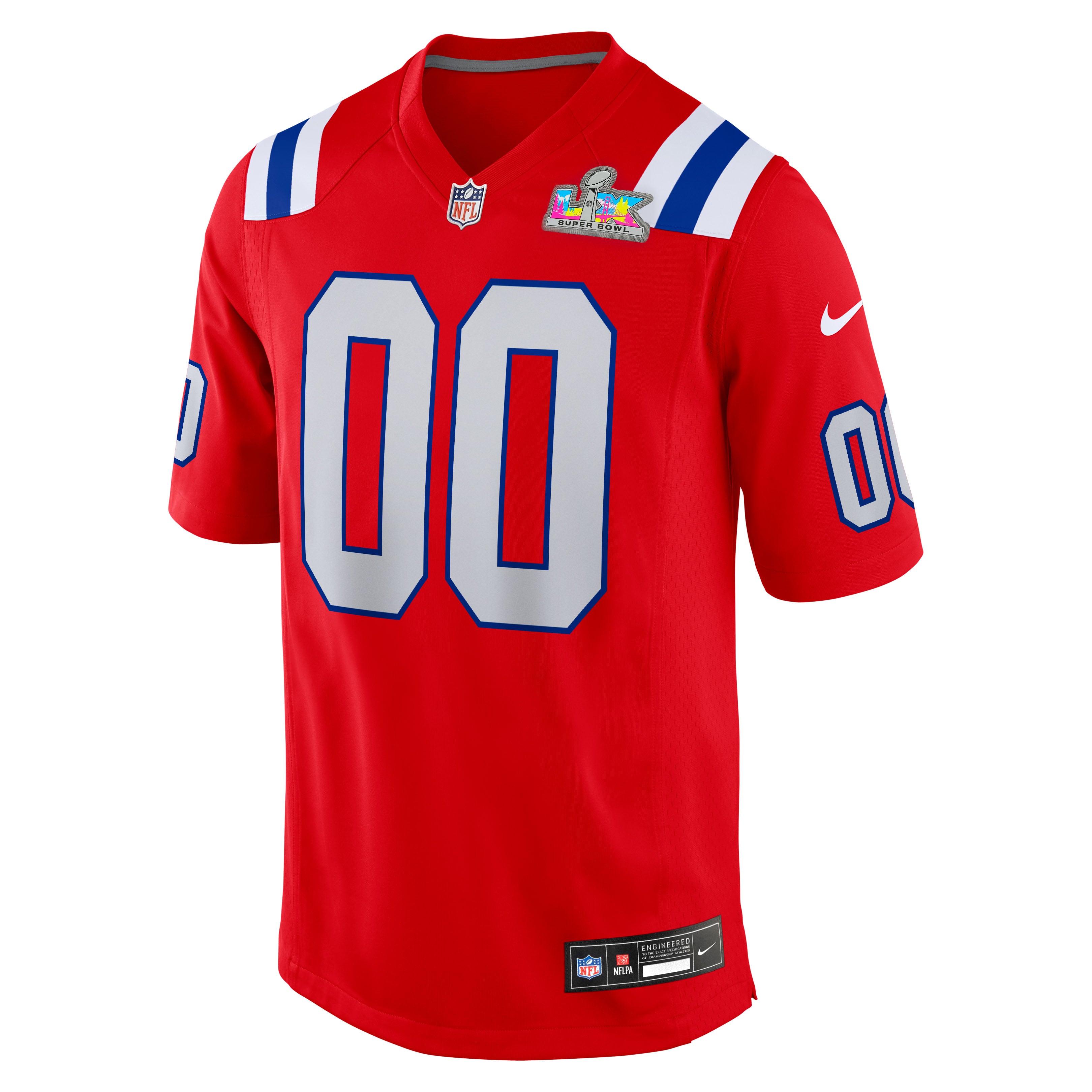 New England Patriots Super Bowl LX Patch Custom Game Jersey - Red - Image 3