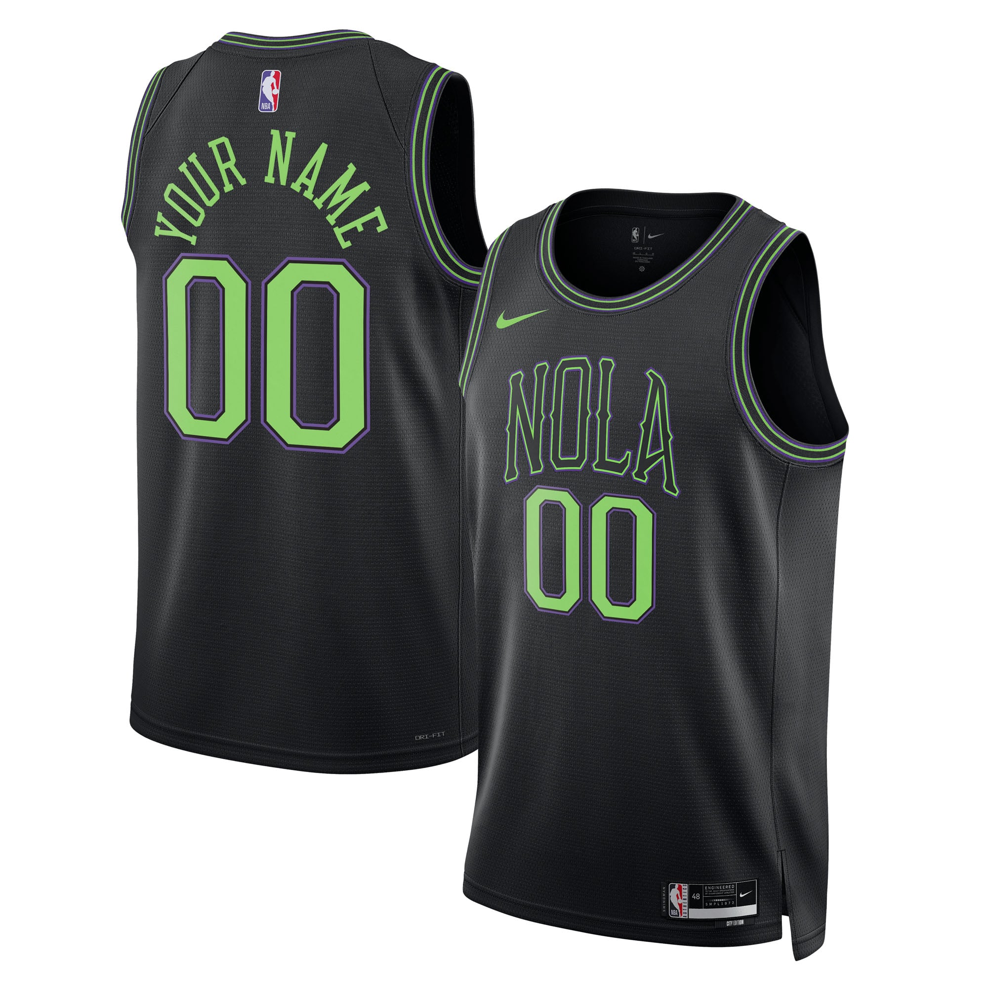 New Orleans Pelicans Unisex 2025/26 City Edition Swingman Custom Jersey - Black - Image 2