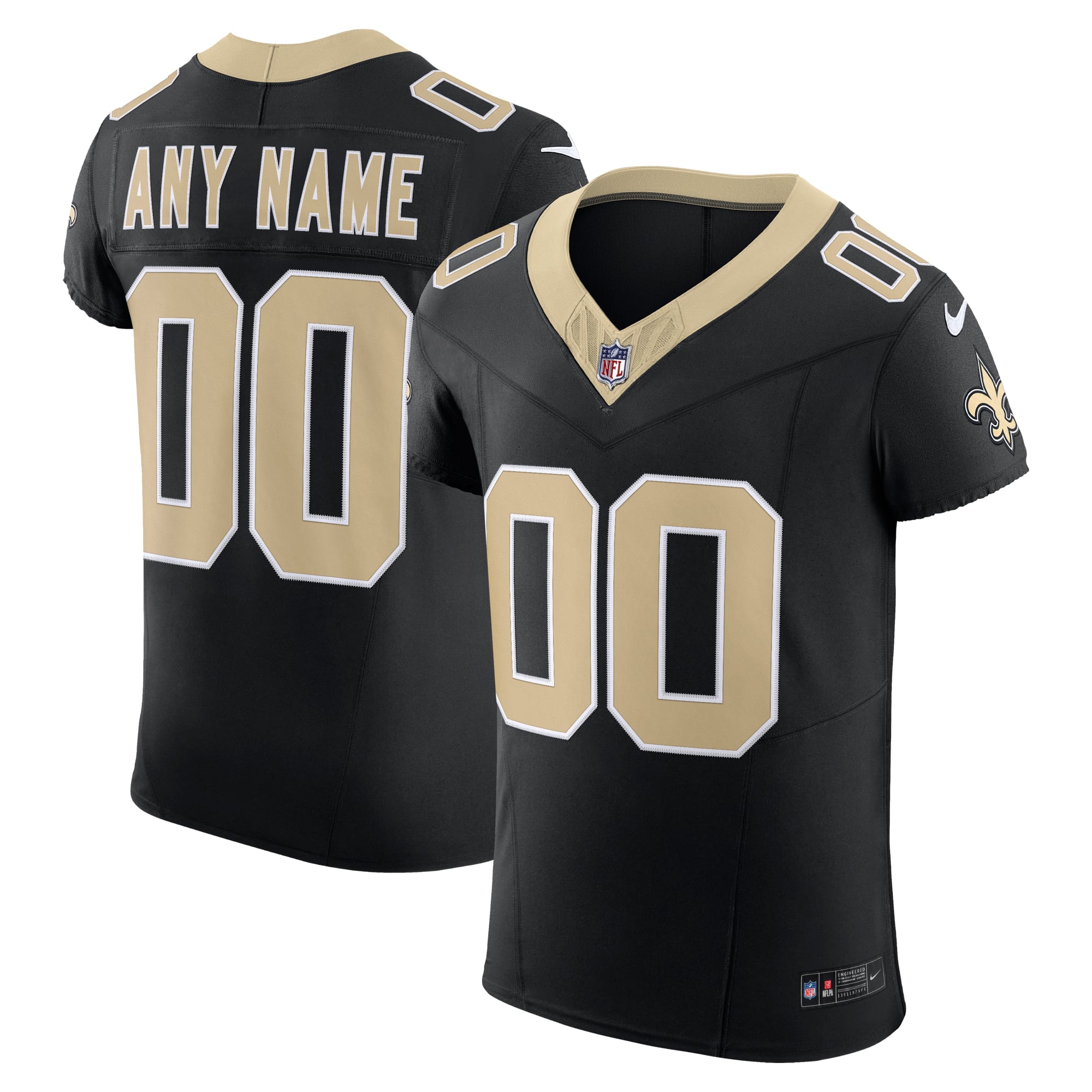 New Orleans Saints Vapor F.U.S.E. Elite Custom Jersey - Black - Image 2