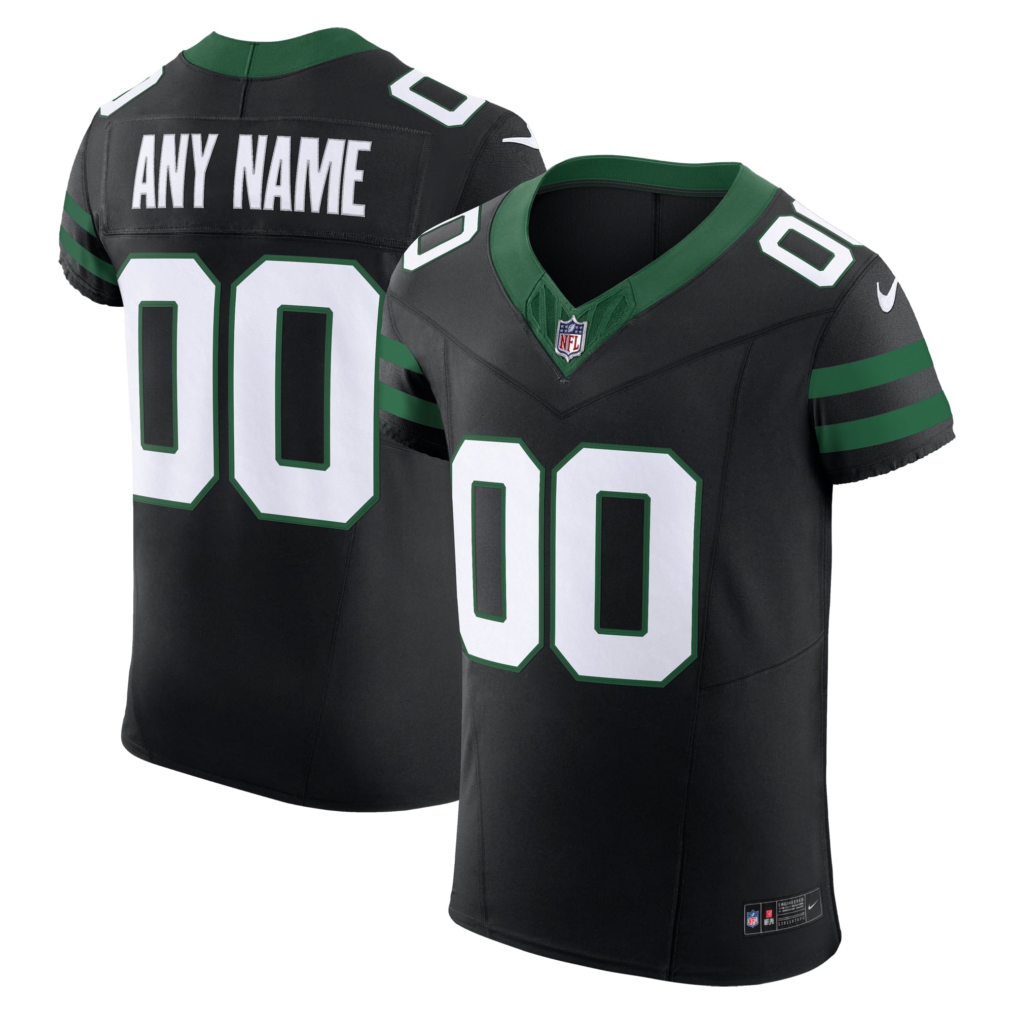 New York Jets Vapor F.U.S.E. Elite Custom Jersey - Legacy Green - Black - Image 2