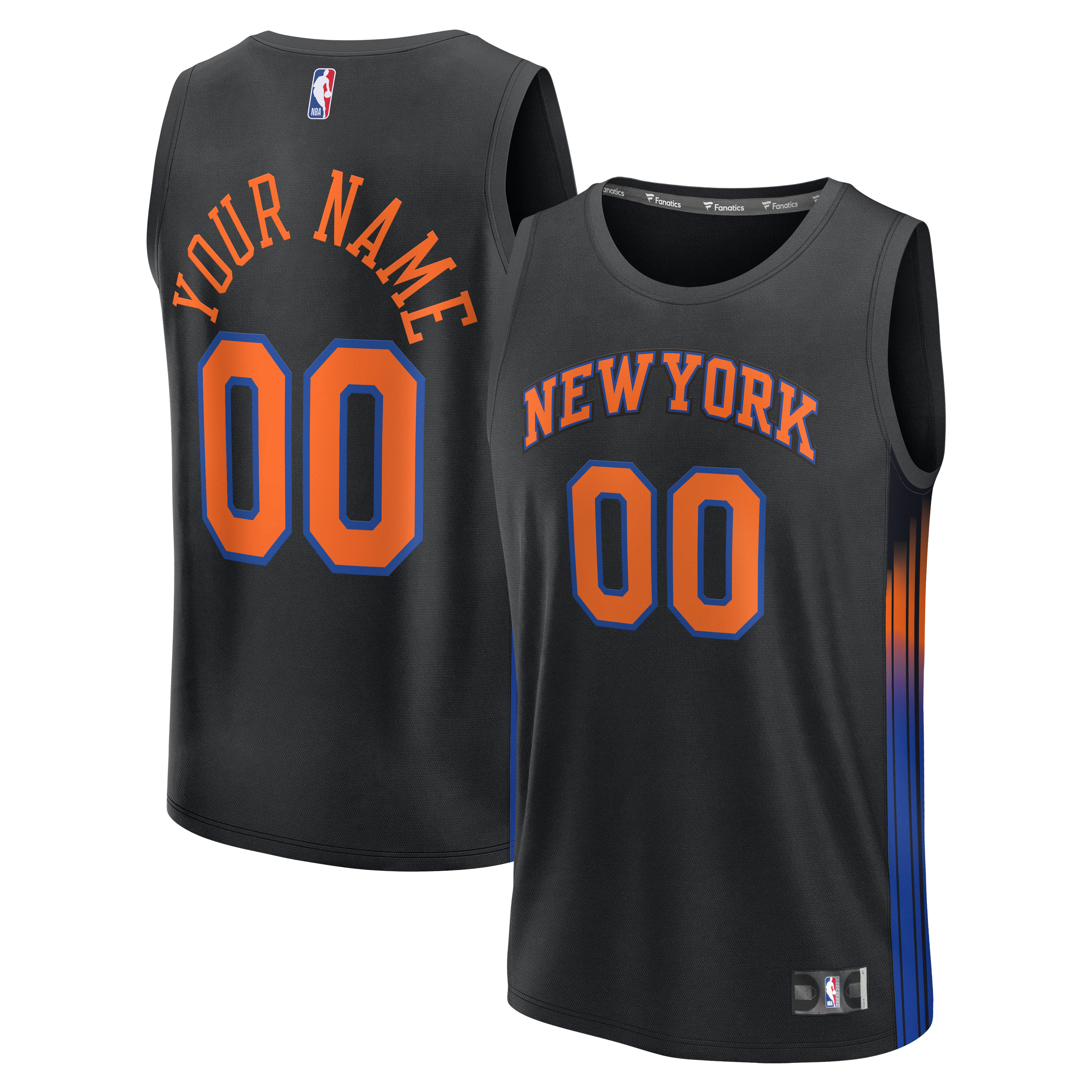 New York Knicks Youth Fast Break Custom Jersey - Statement Edition - Black - Image 2