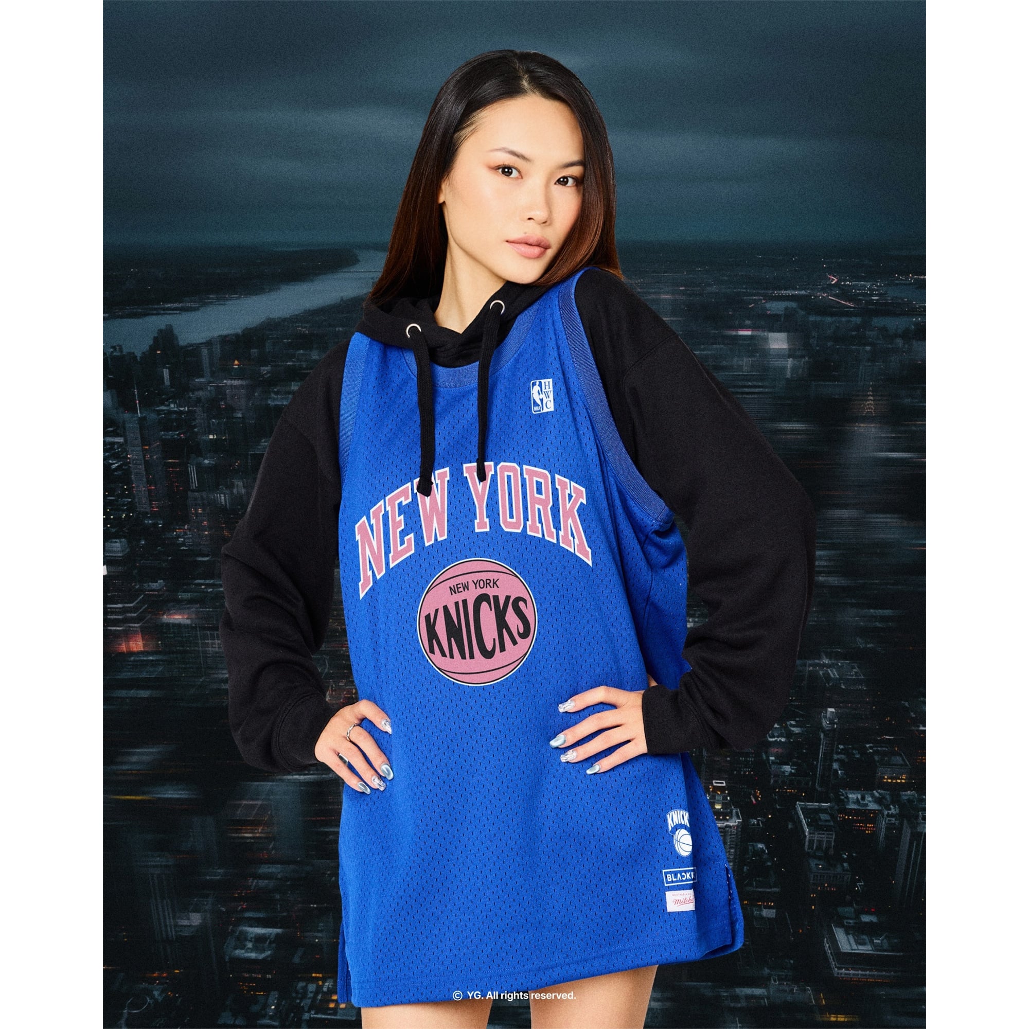 New York Knicks x BLACKPINK Hardwood Classics Swingman Jersey - Blue - Limited Edition - Image 4