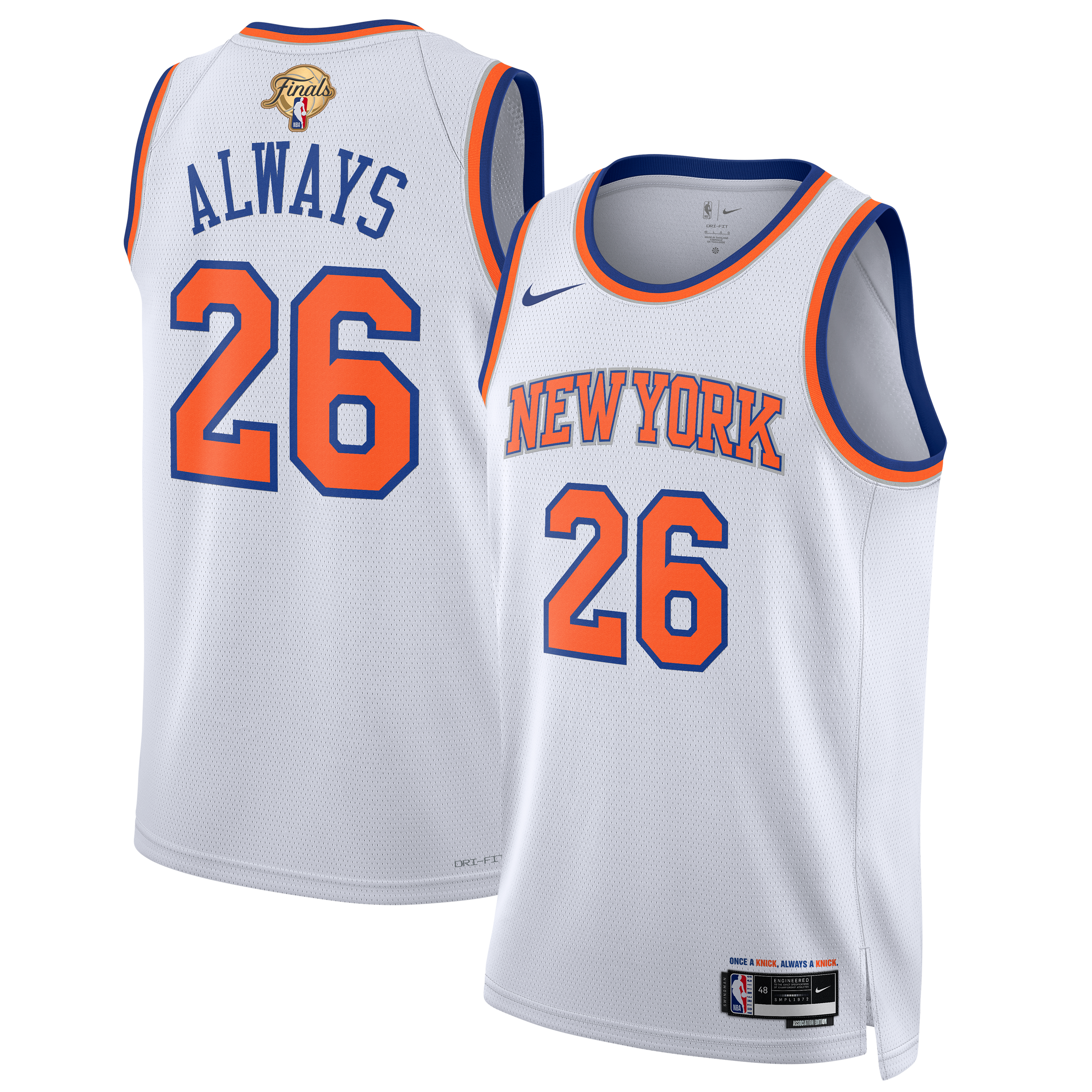 New York Knicks Unisex 2026 Finals Champions Always 26 Swingman Jersey - White - Association Edition