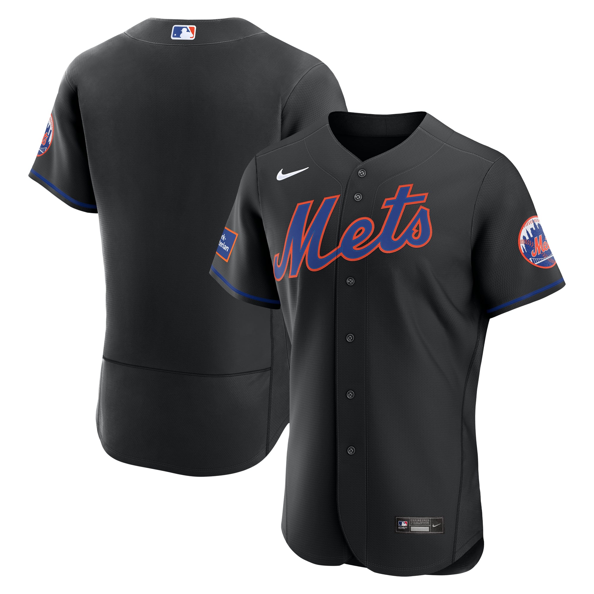 New York Mets Home Sponsor Patch Jersey - Black - Image 2