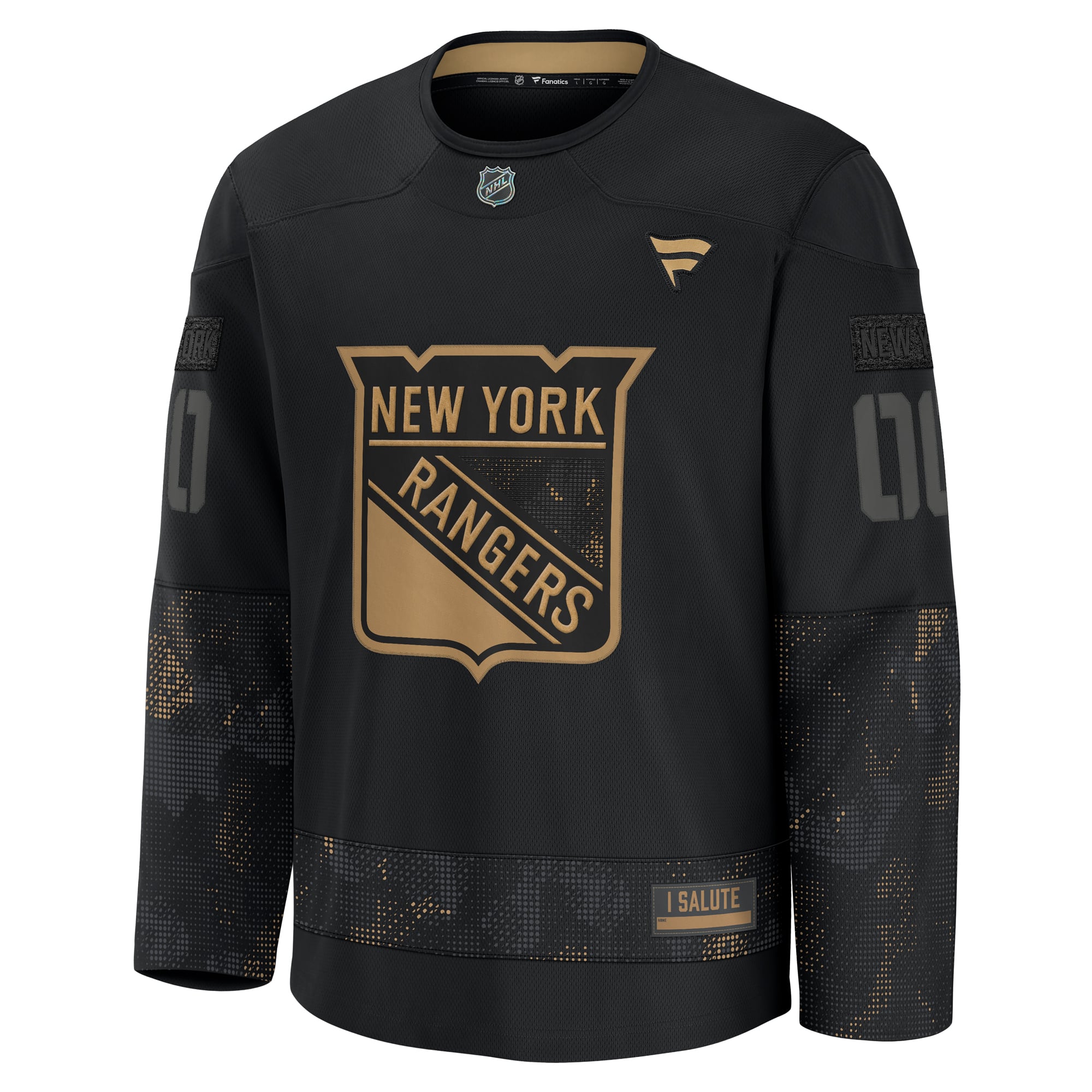 New York Rangers 2024 Military Appreciation Custom Practice Jersey - Black - Image 3