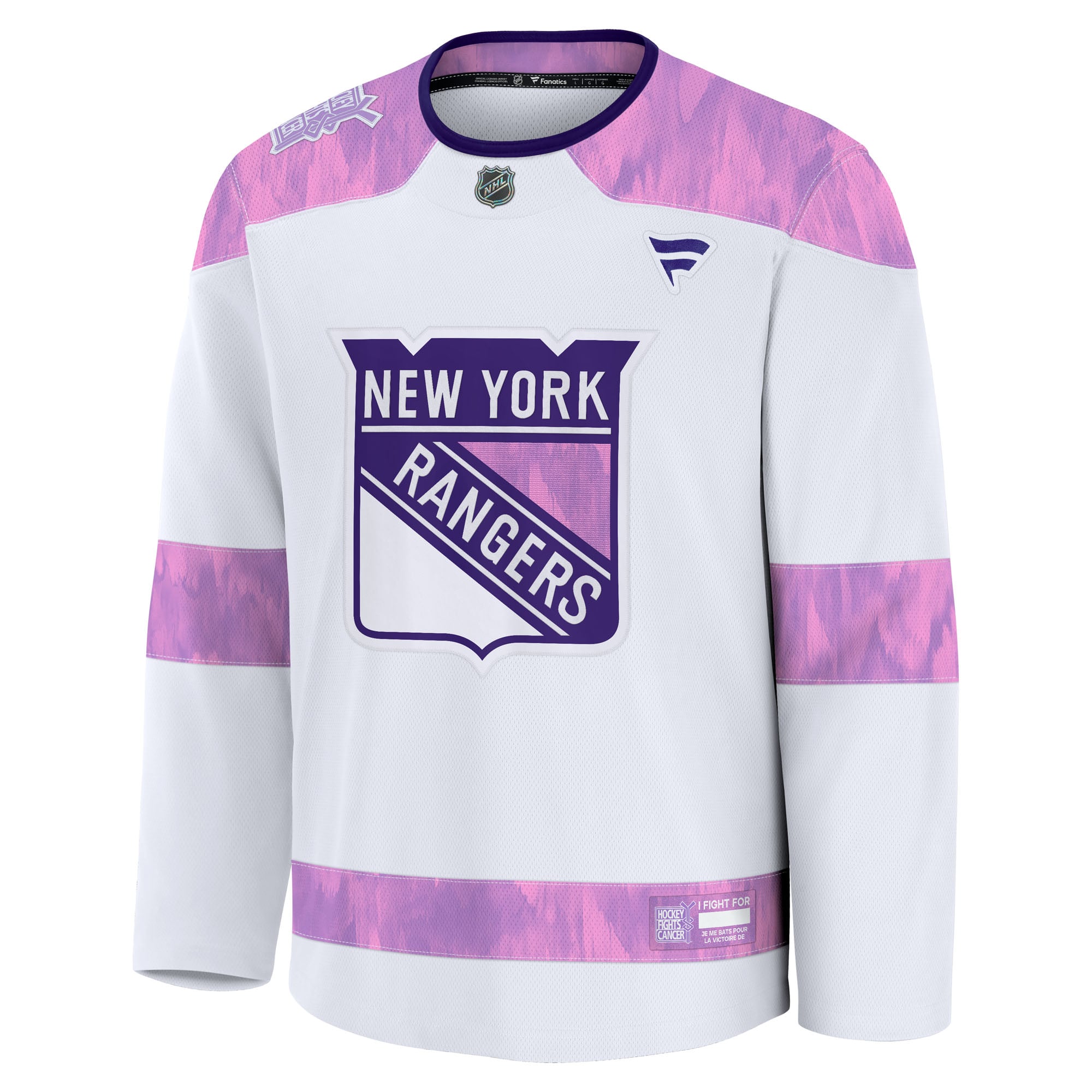 New York Rangers Hockey Fights Cancer Survivor Practice Jersey - White - Image 3