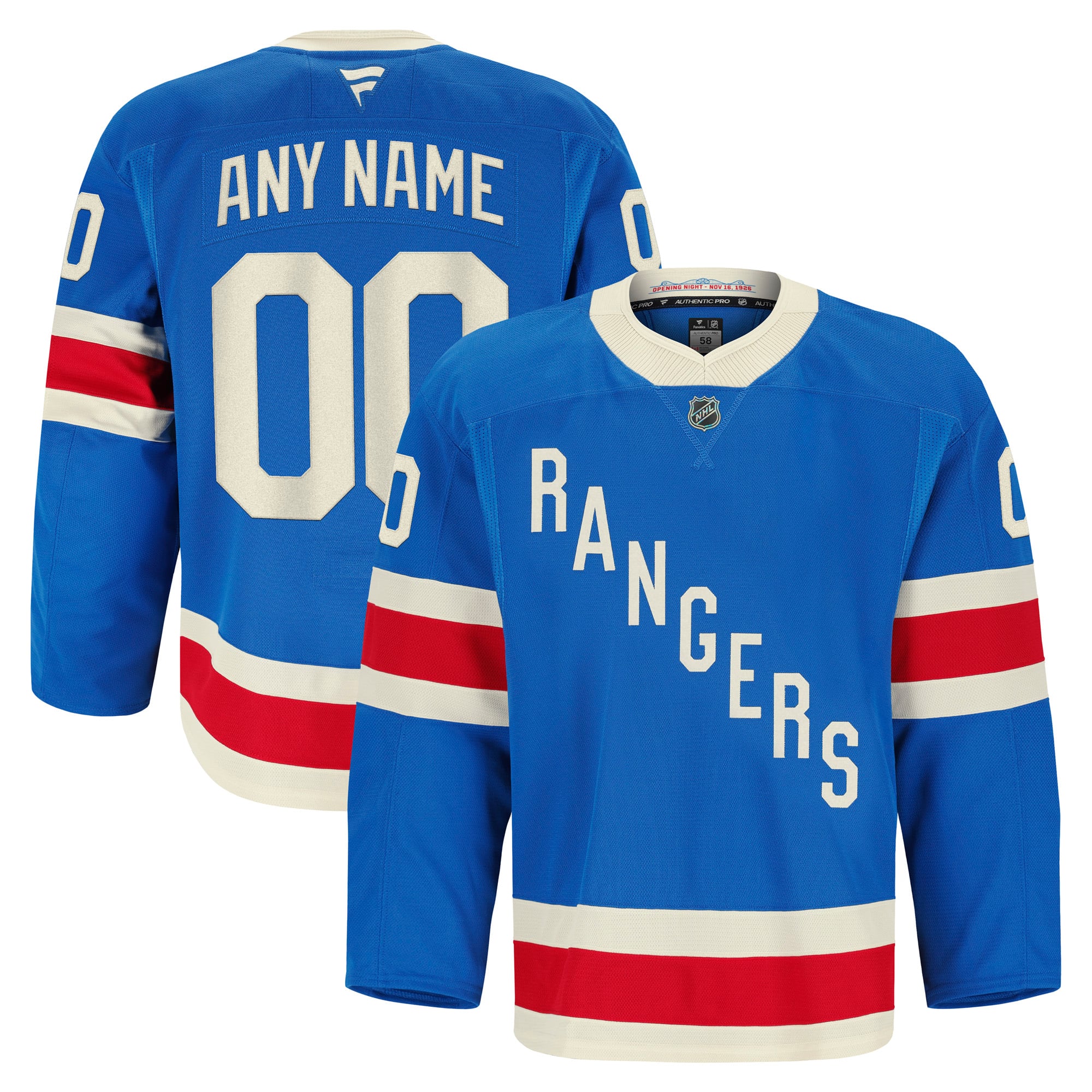 New York Rangers Home Pro Custom Jersey - Blue - Image 2