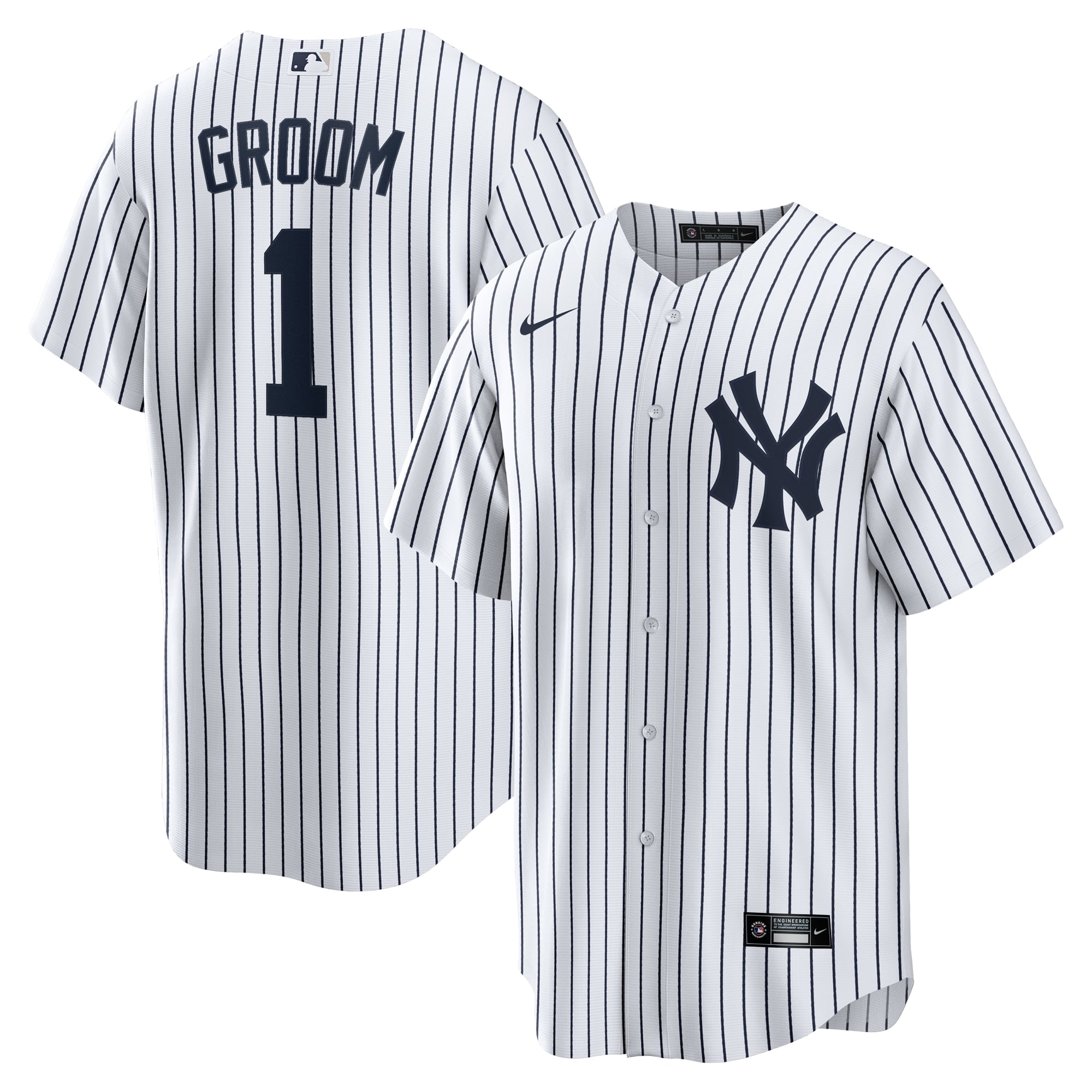 New York Yankees #1 Groom Home Jersey - White - Image 2