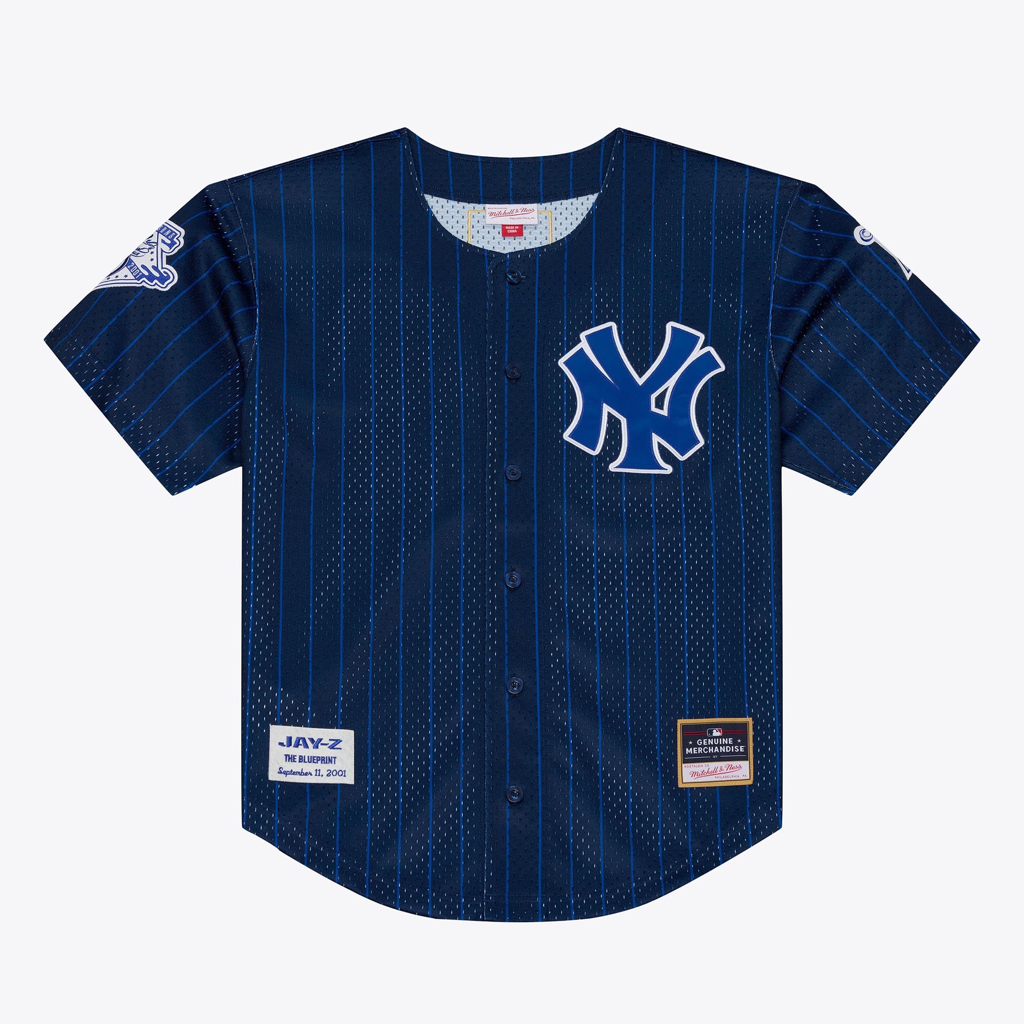 New York Yankees Jay-Z The Blueprint x Mesh Baseball Jersey - Navy - Image 2