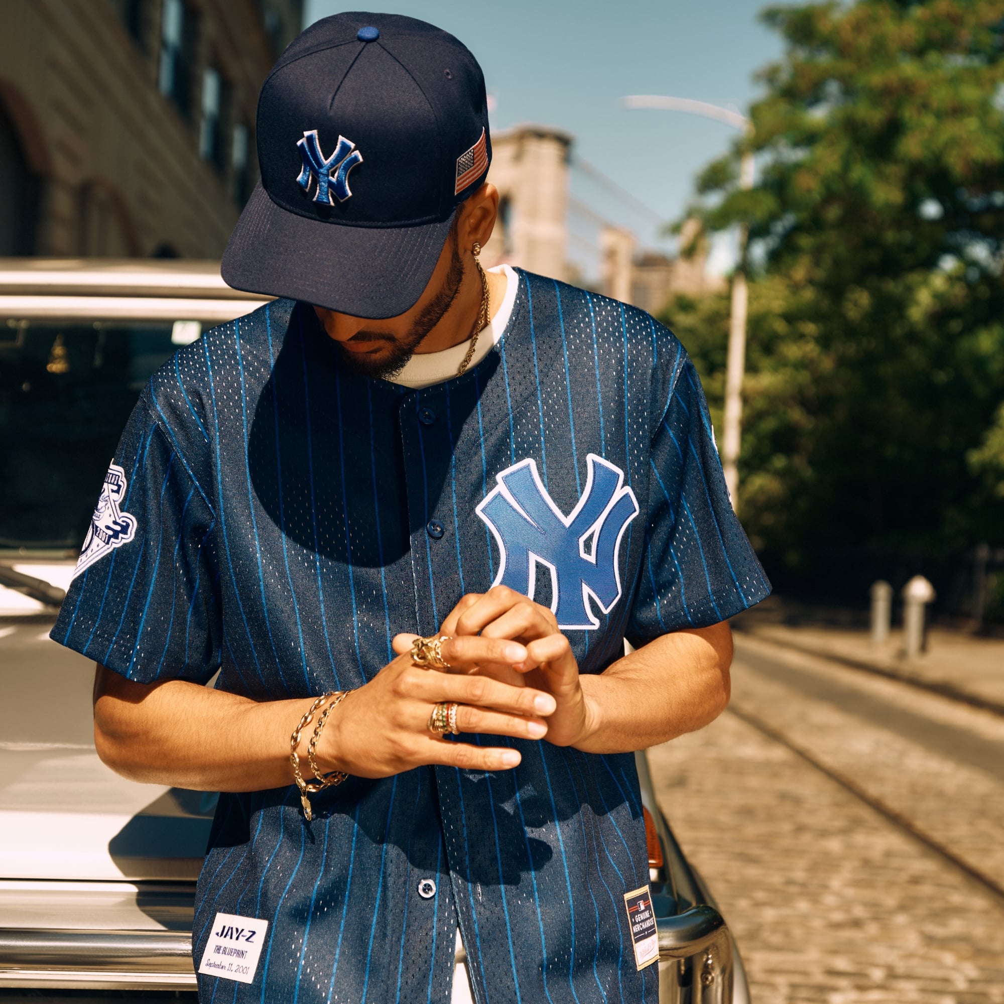 New York Yankees Jay-Z The Blueprint x Mesh Baseball Jersey - Navy - Image 12