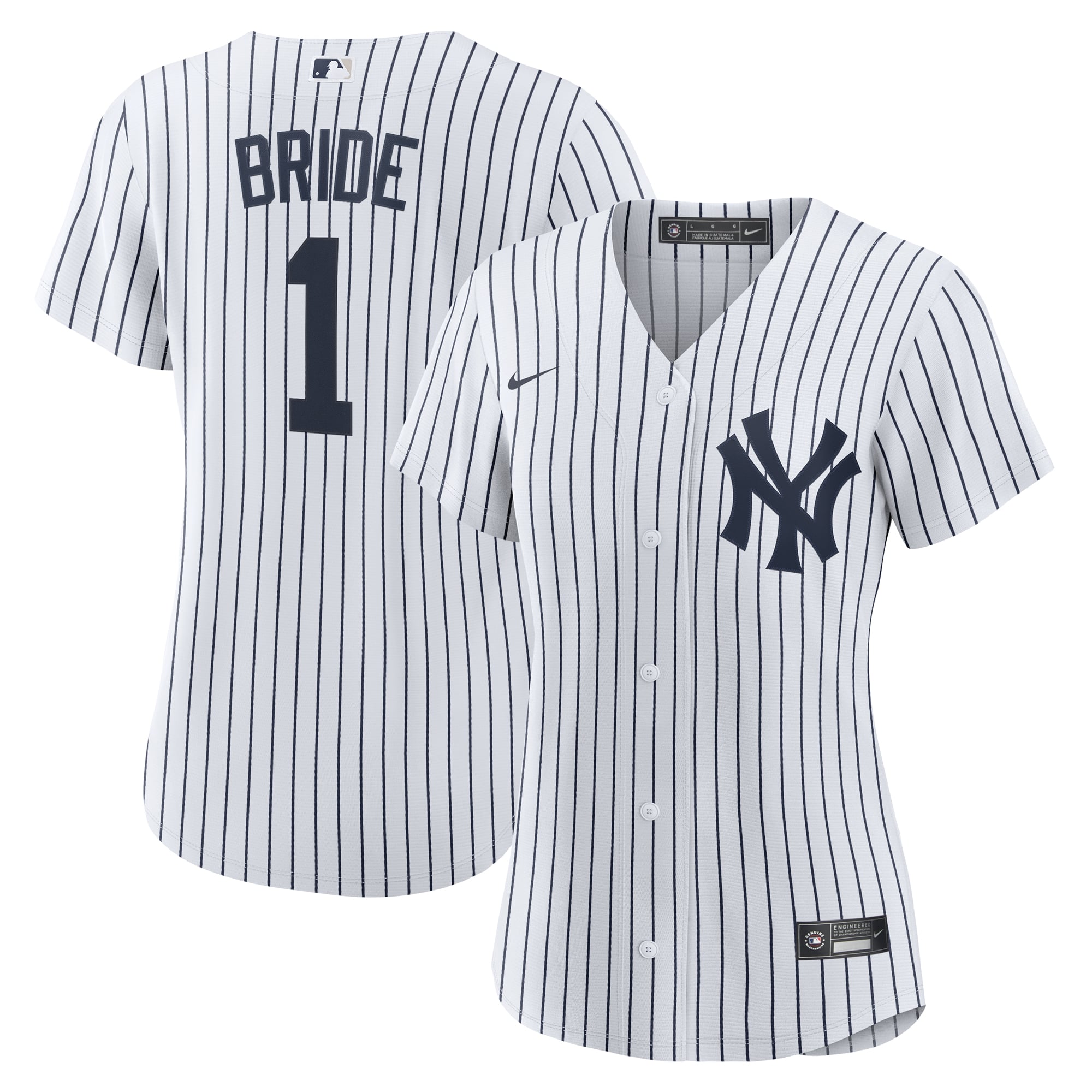 New York Yankees Women's #1 Bride Home Jersey - White - Image 2