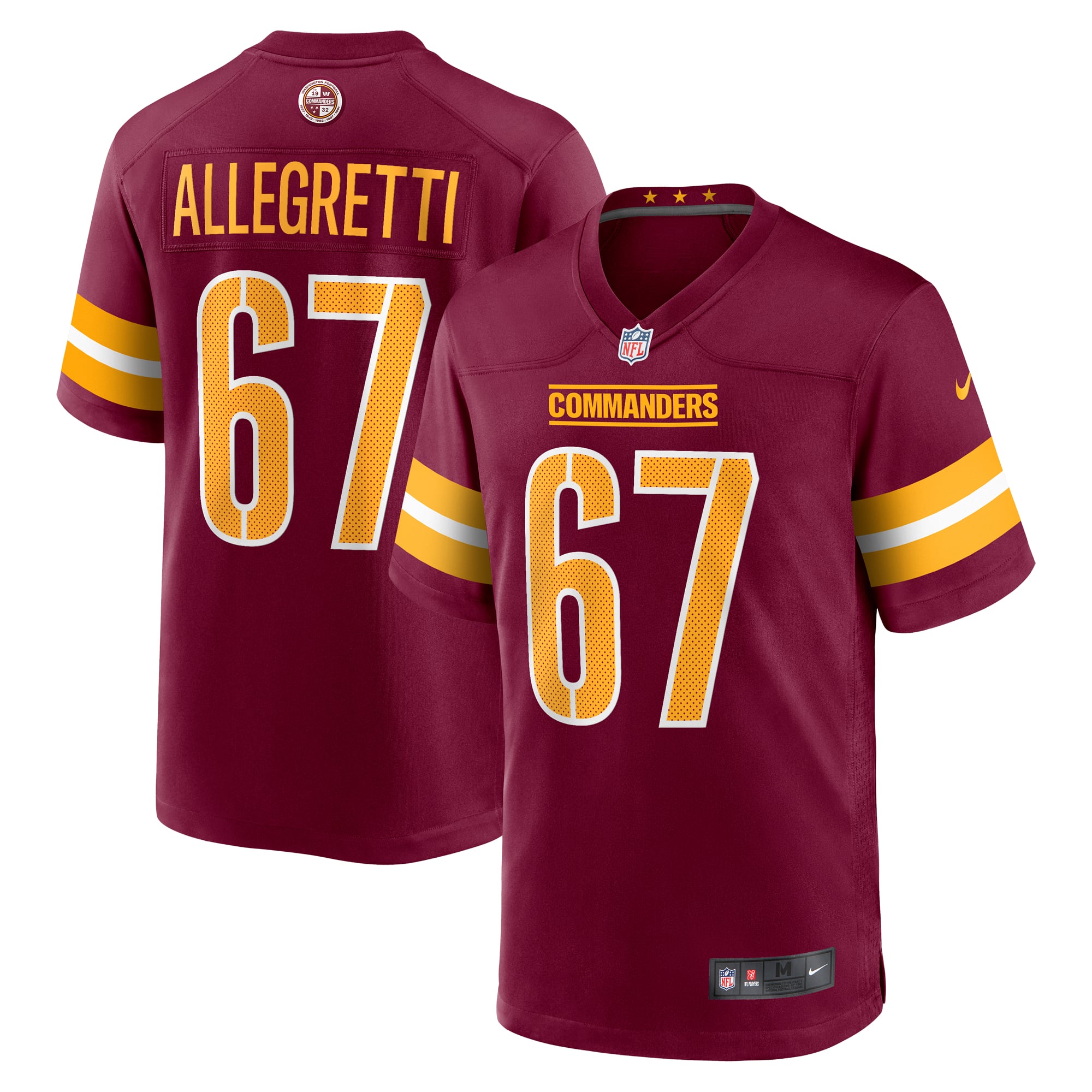 Nick Allegretti Washington Commanders Game Jersey - Burgundy - Image 2