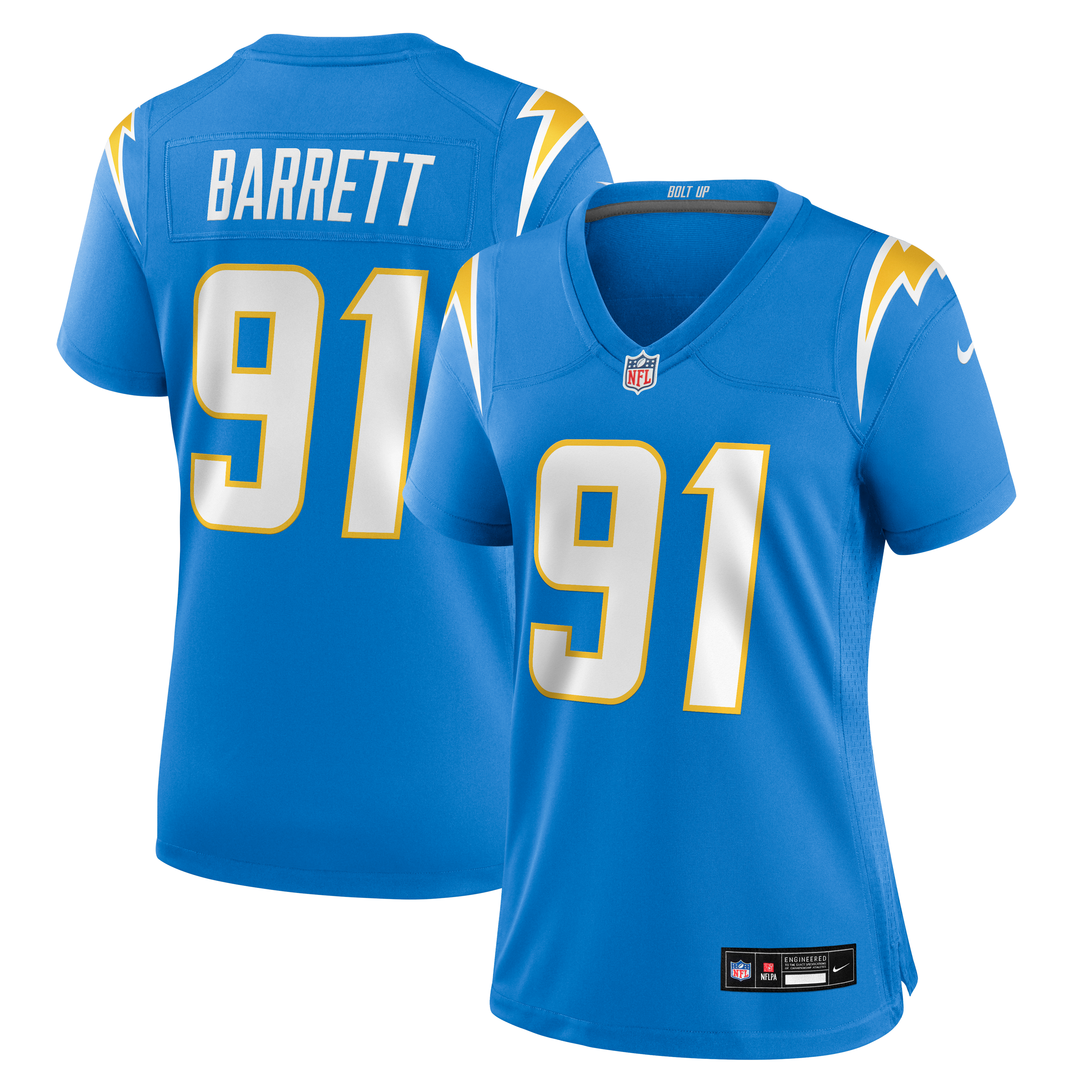 Nick Barrett Los Angeles Chargers Women's Team Game Jersey - Powder Blue - Image 2