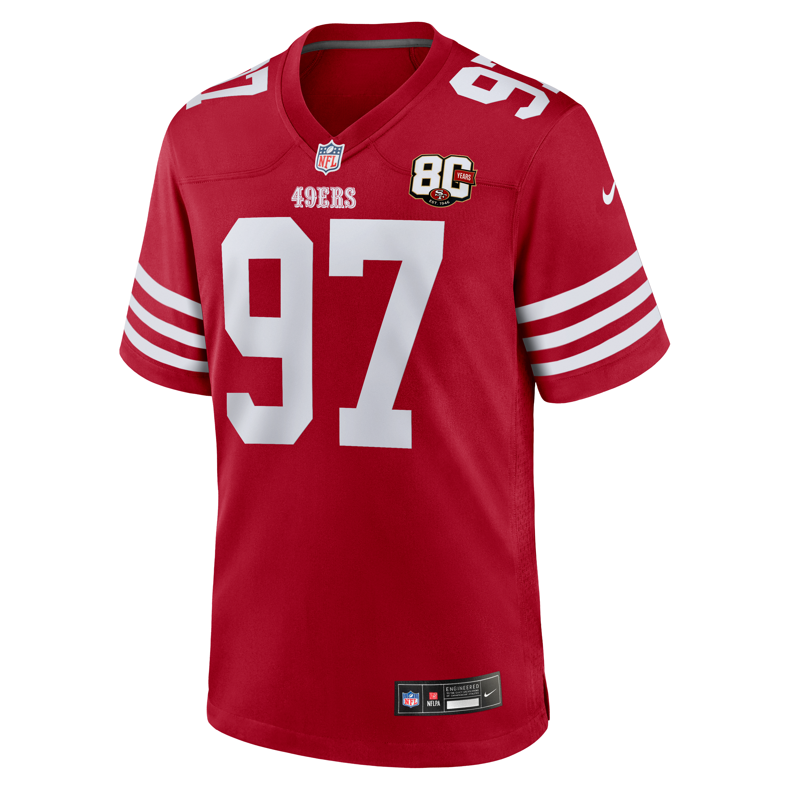 Nick Bosa San Francisco 49ers 80th Anniversary Game Jersey - Scarlet - Image 7