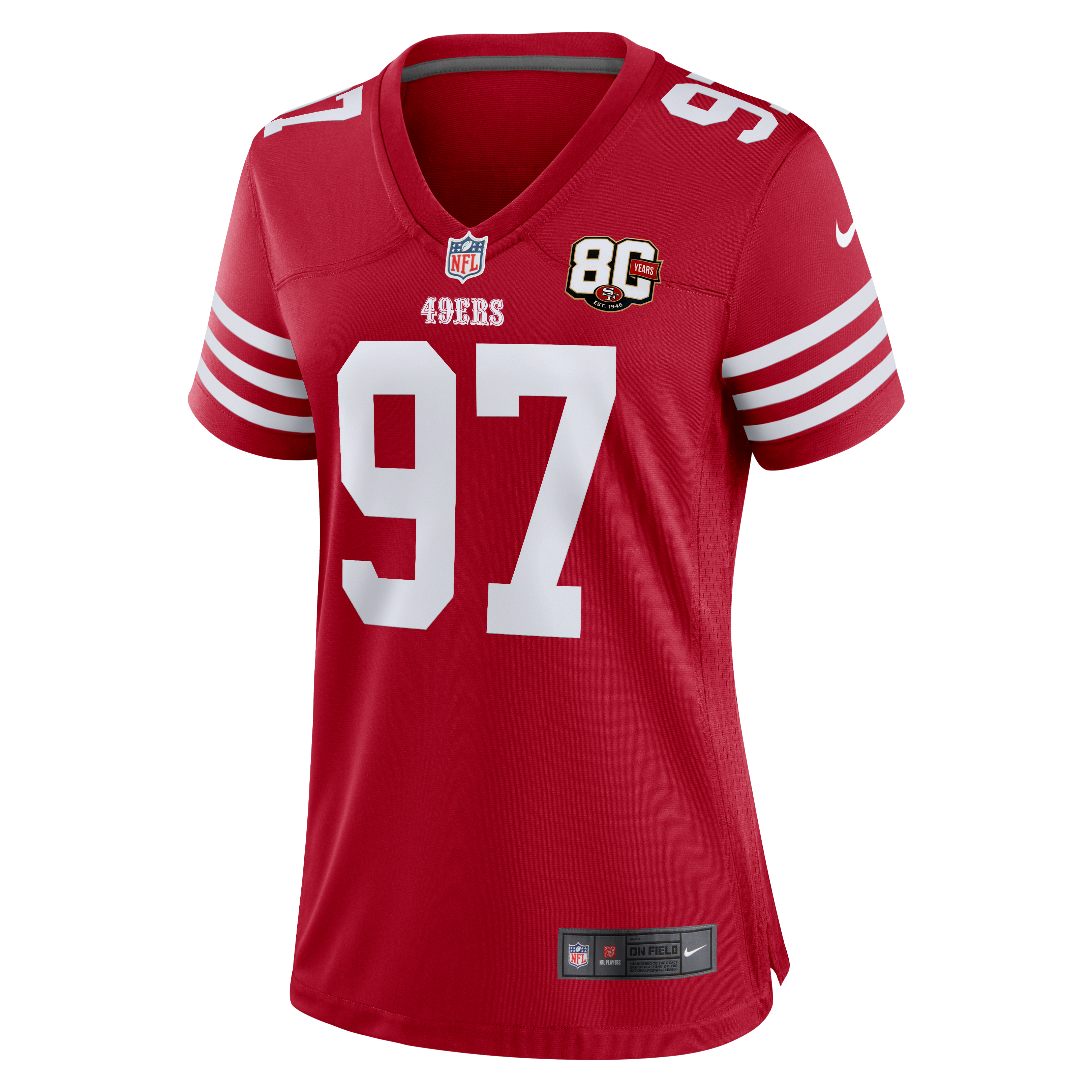 Nick Bosa San Francisco 49ers Women's 80th Anniversary Game Jersey - Scarlet - Image 3