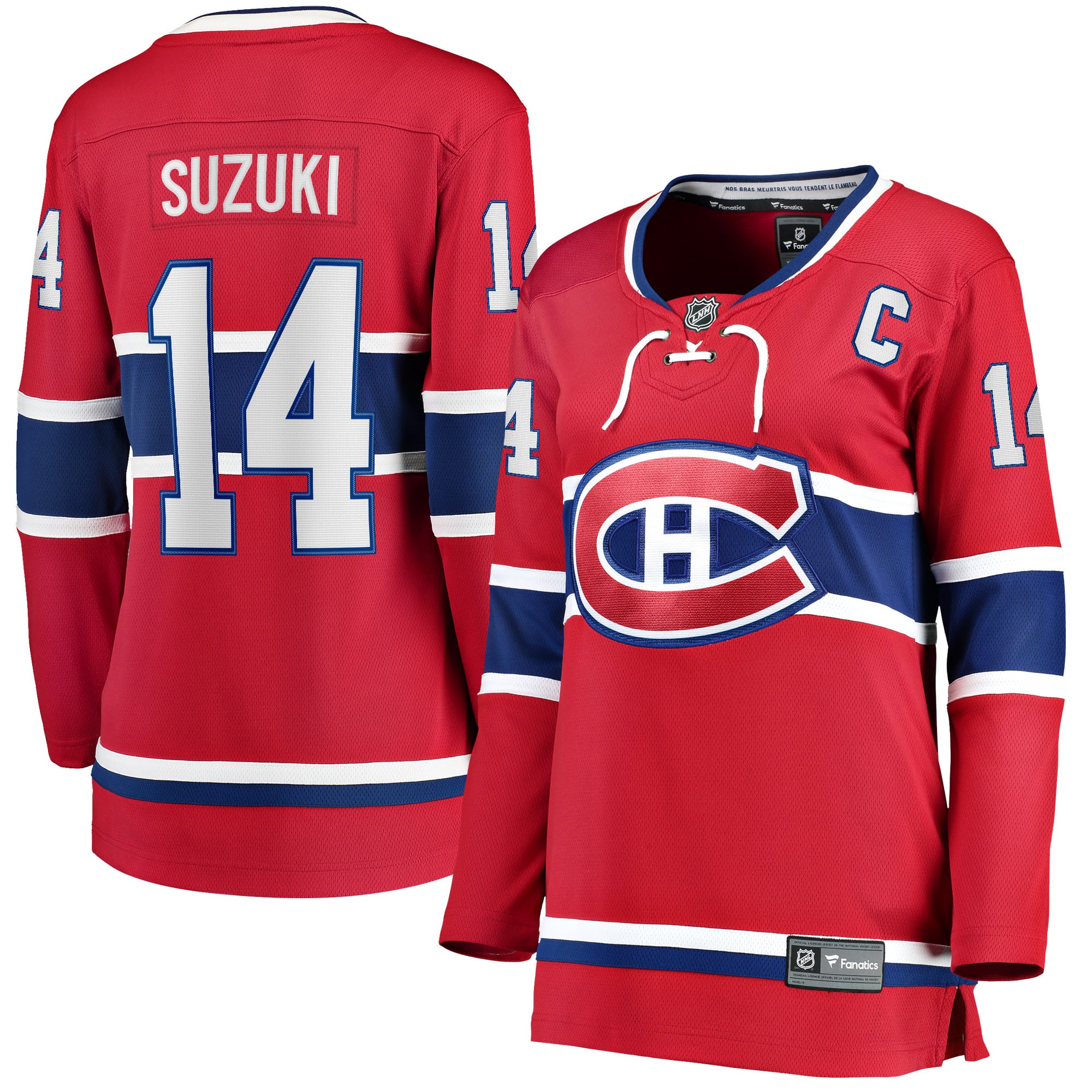 Nick Suzuki Montreal Canadiens Women's Home Captain Patch Breakaway Player Jersey - Red - Image 2