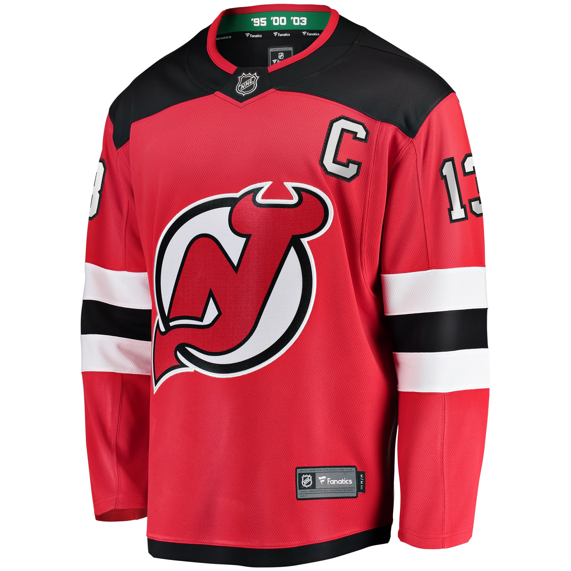 Nico Hischier New Jersey Devils Captain Patch Home Breakaway Jersey - Red - Image 3