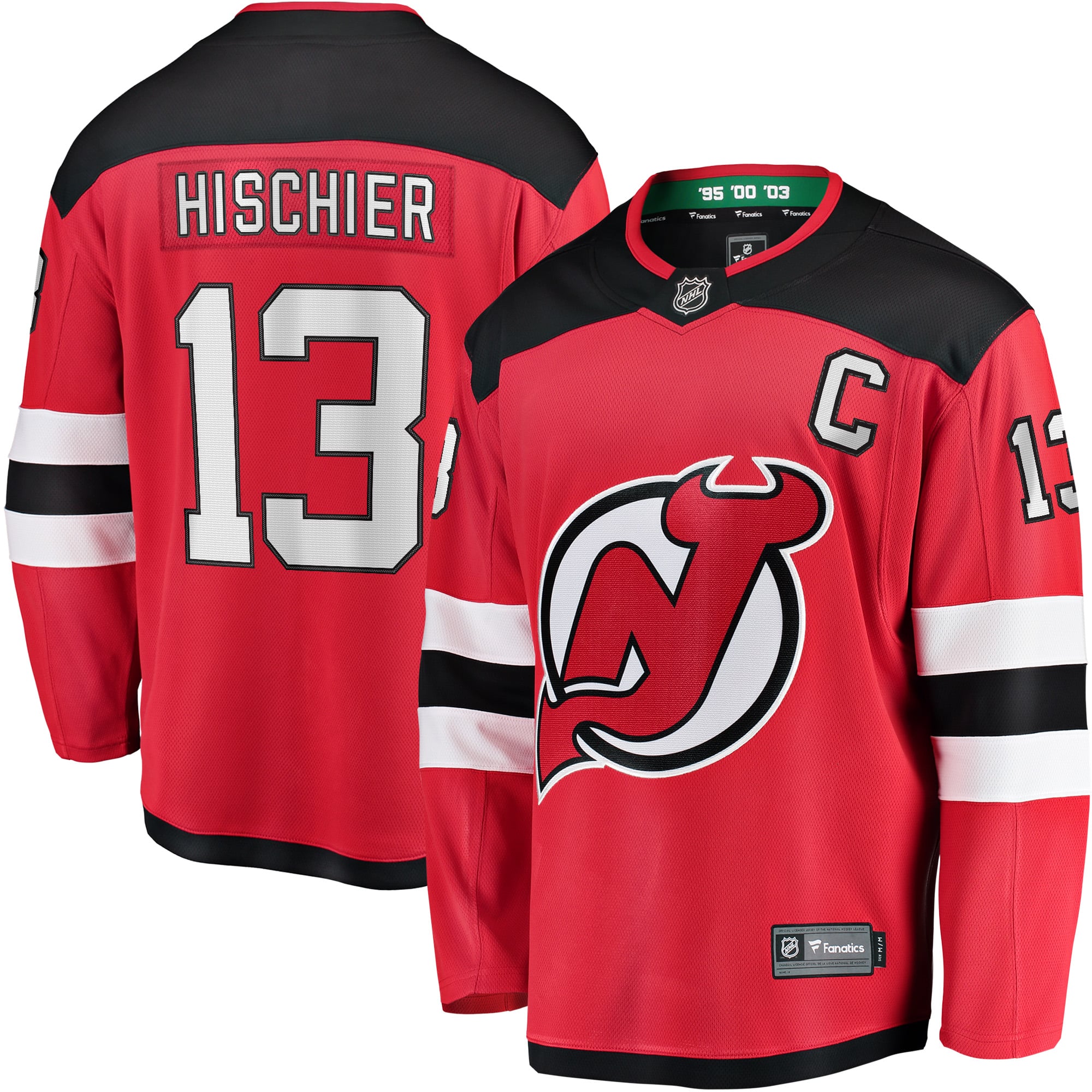 Nico Hischier New Jersey Devils Captain Patch Home Breakaway Jersey - Red - Image 2