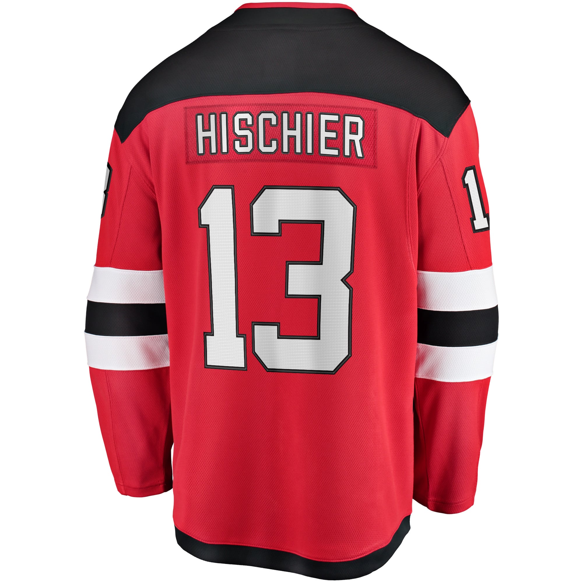 Nico Hischier New Jersey Devils Captain Patch Home Breakaway Jersey - Red - Image 4