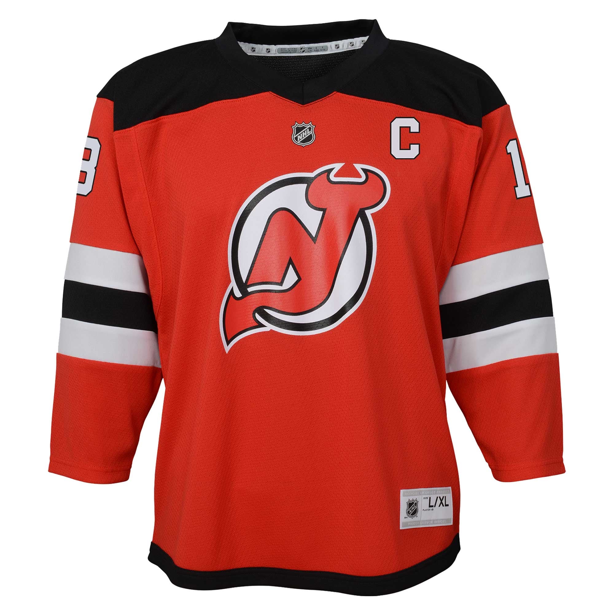 Nico Hischier New Jersey Devils Youth Captain Patch Home Player Jersey - Red - Image 3