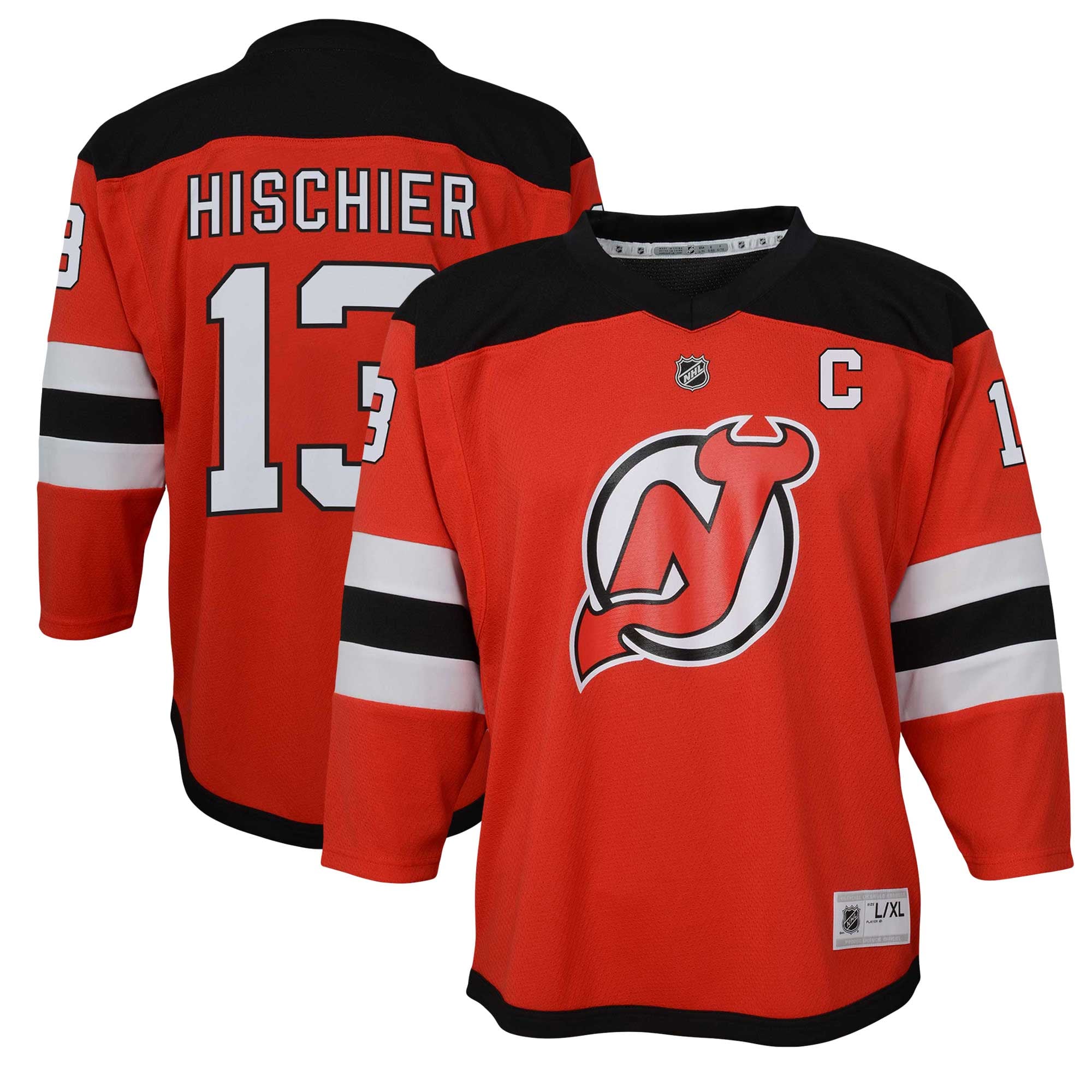 Nico Hischier New Jersey Devils Youth Captain Patch Home Player Jersey - Red - Image 2