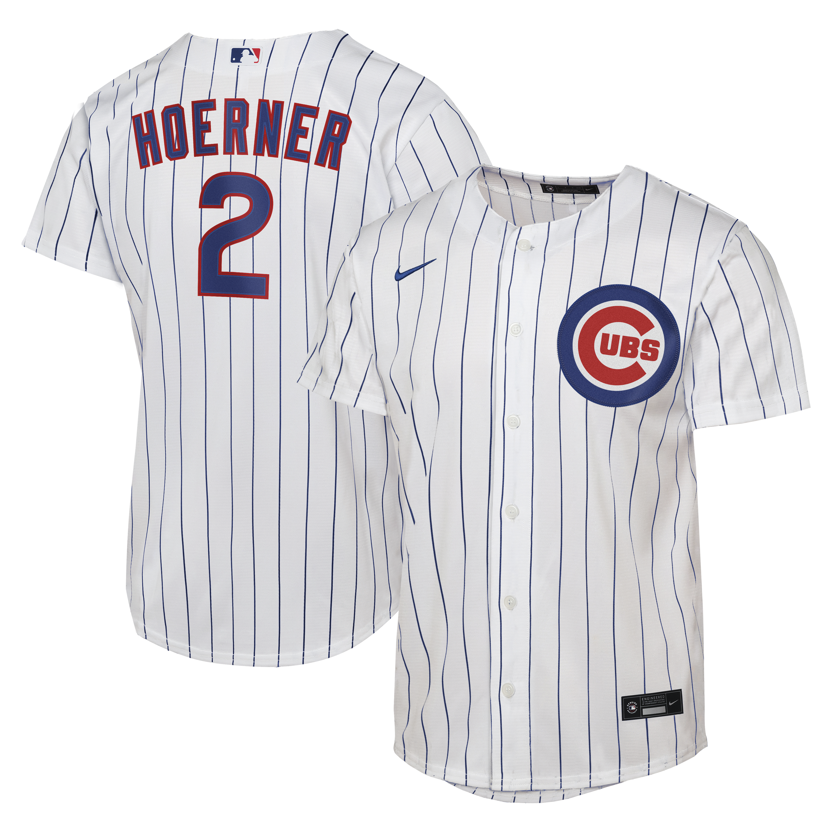 Nico Hoerner Chicago Cubs Youth Home Jersey - White - Image 2