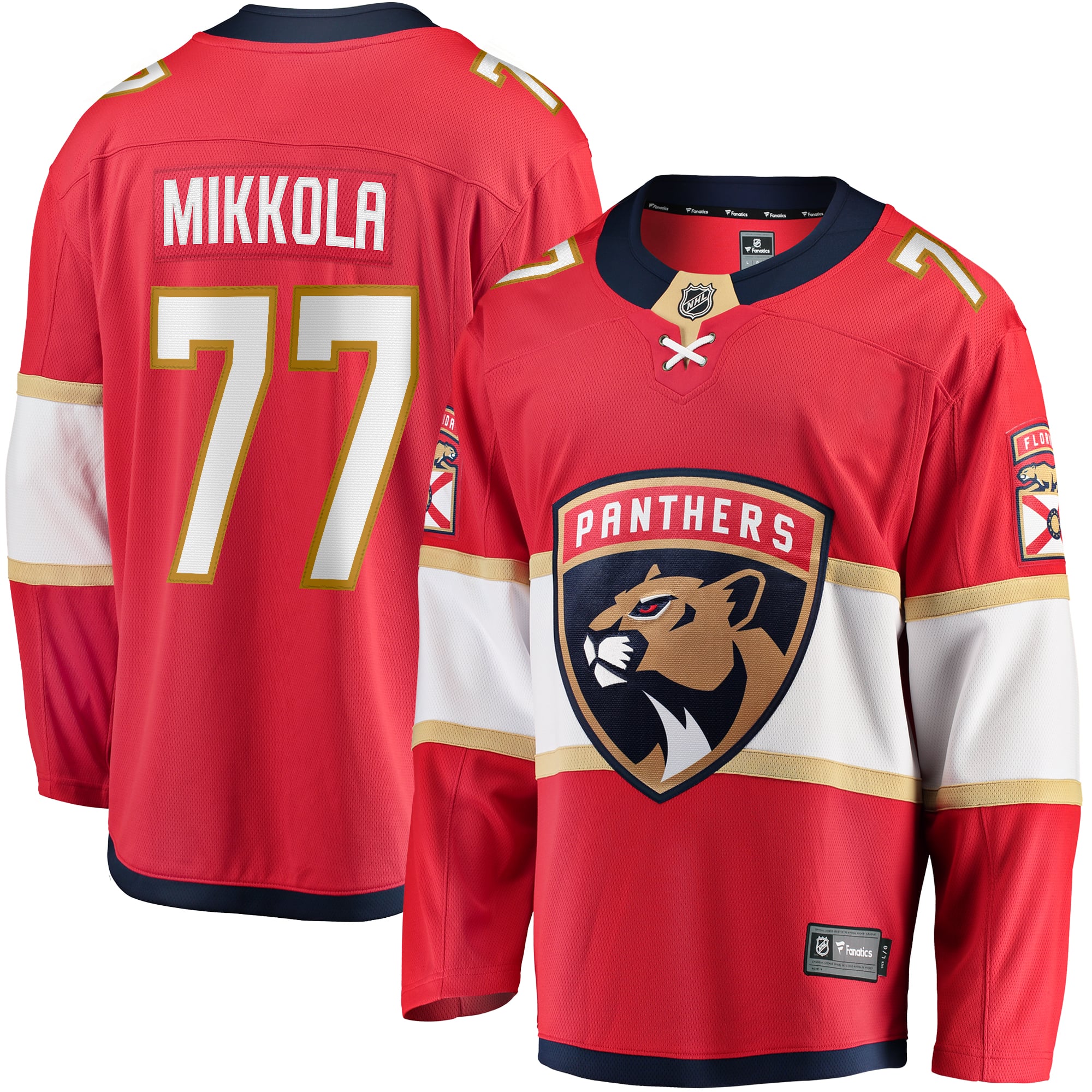 Niko Mikkola Florida Panthers Premier Breakaway Player Jersey - Red - Image 2