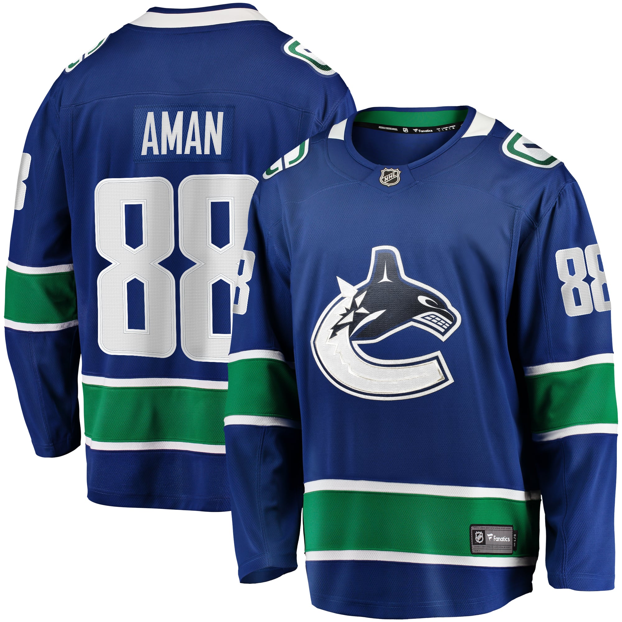 Nils Aman Vancouver Canucks Home Premier Breakaway Player Jersey - Blue - Image 2