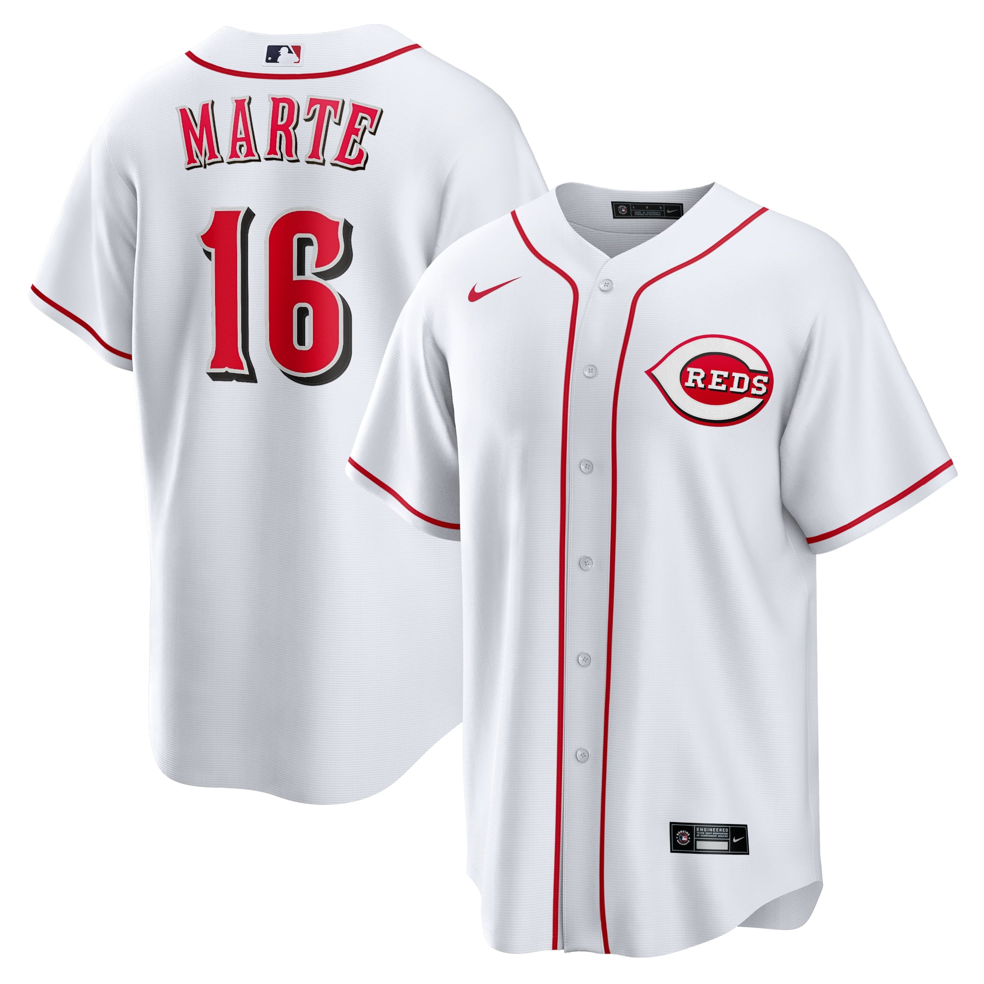 Noelvi Marte Cincinnati Reds Home Jersey - White - Image 2