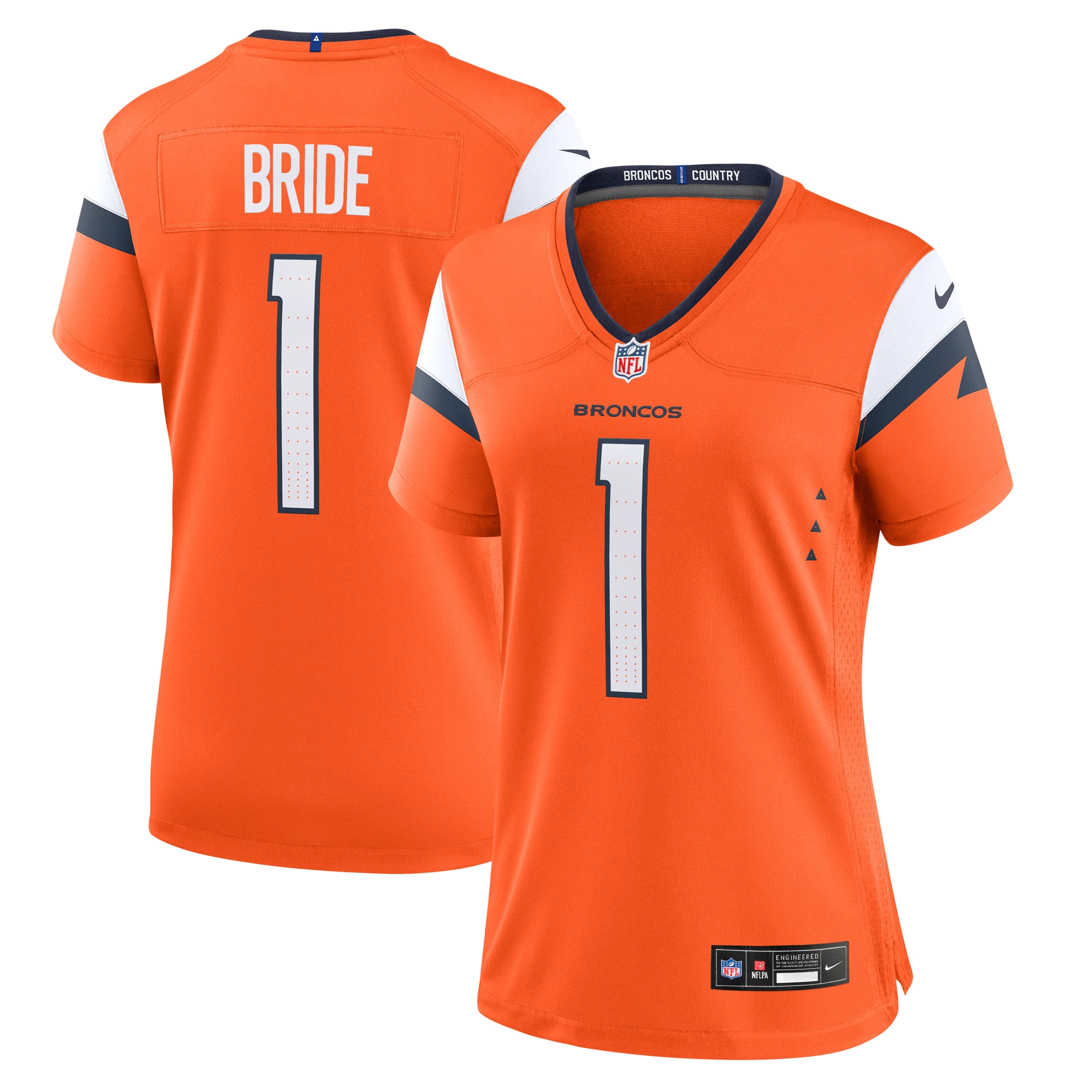 Number 1 Bride Denver Broncos Women's Game Jersey - Orange - Image 2