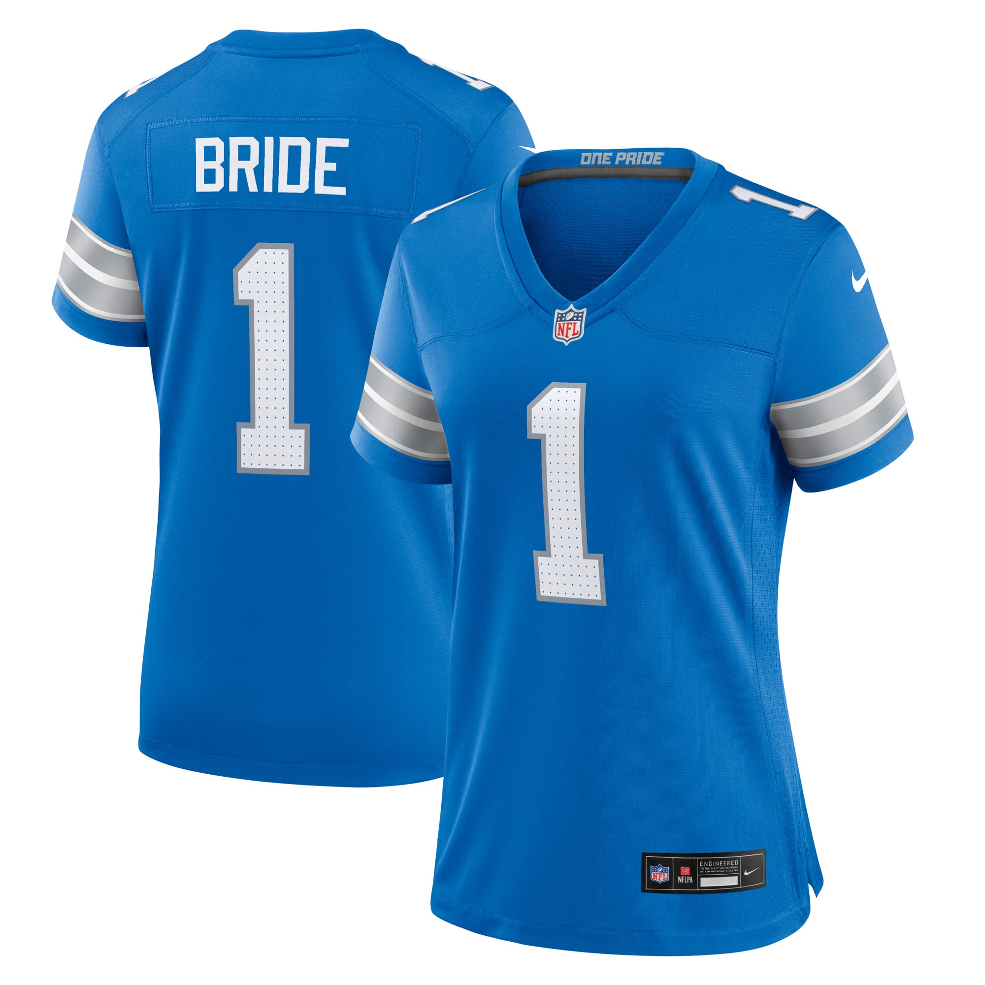 Number 1 Bride Detroit Lions Women's Game Jersey - Blue - Image 2
