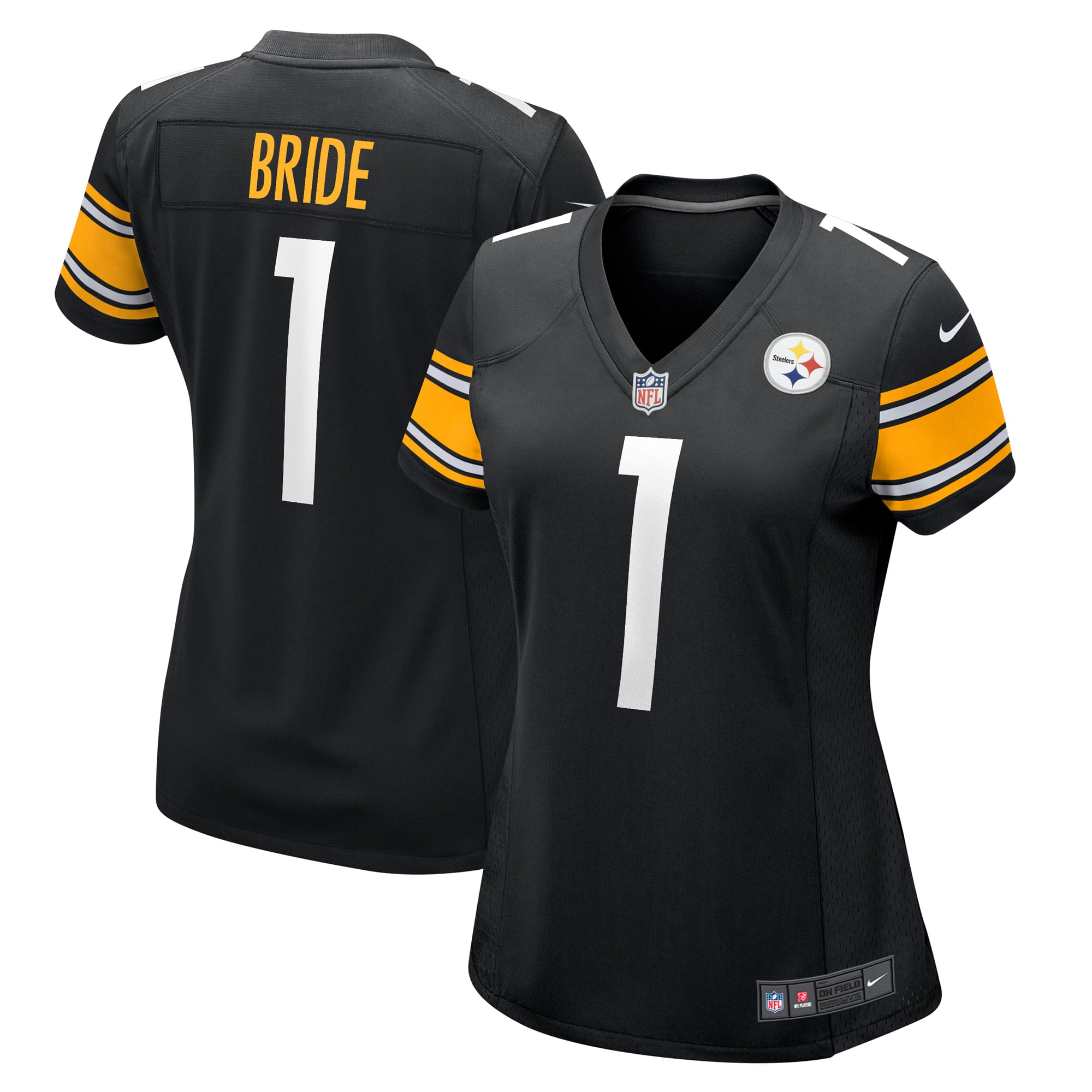 Number 1 Bride Pittsburgh Steelers Women's Game Jersey - Black - Image 2