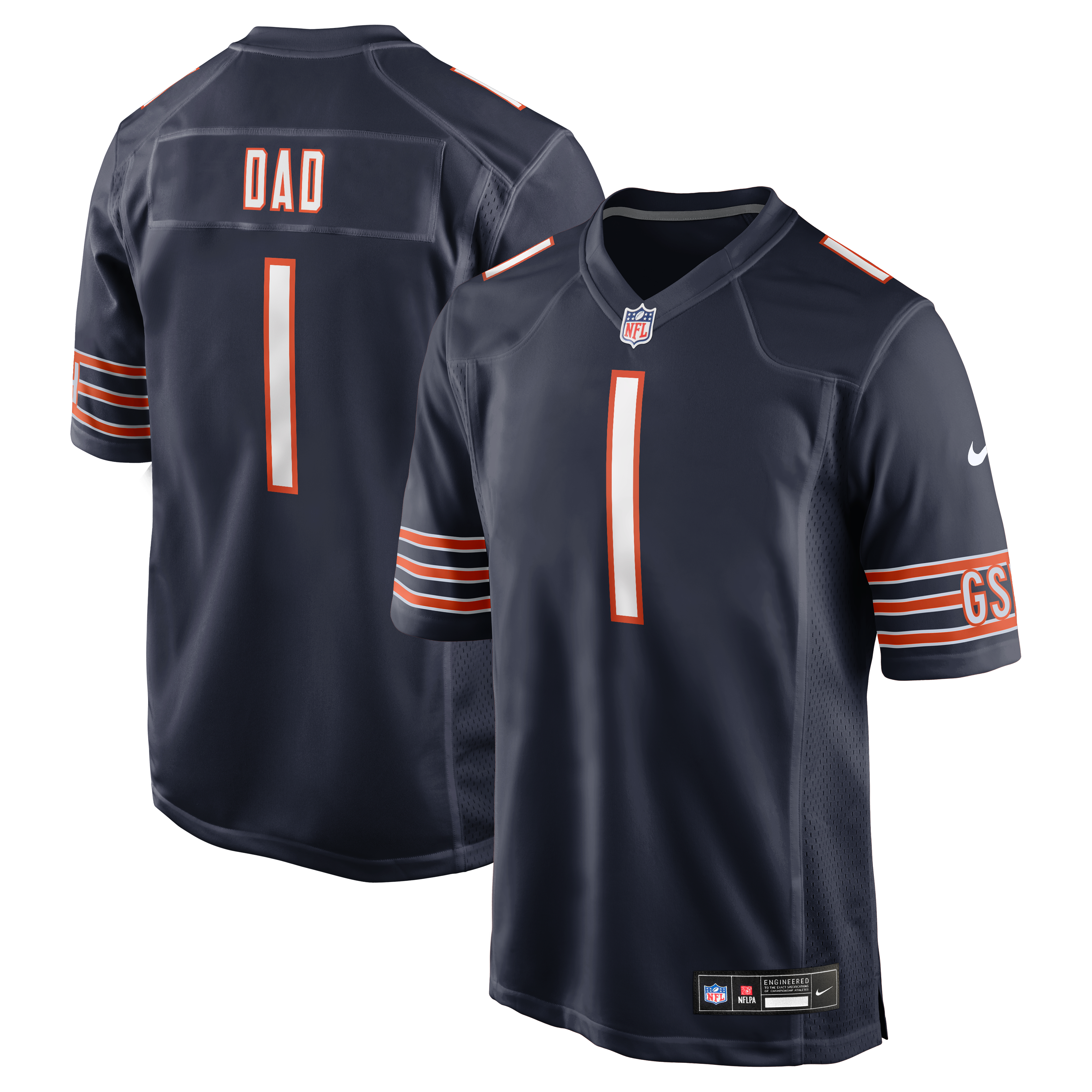 Number 1 Dad Chicago Bears Game Jersey - Navy - Image 2
