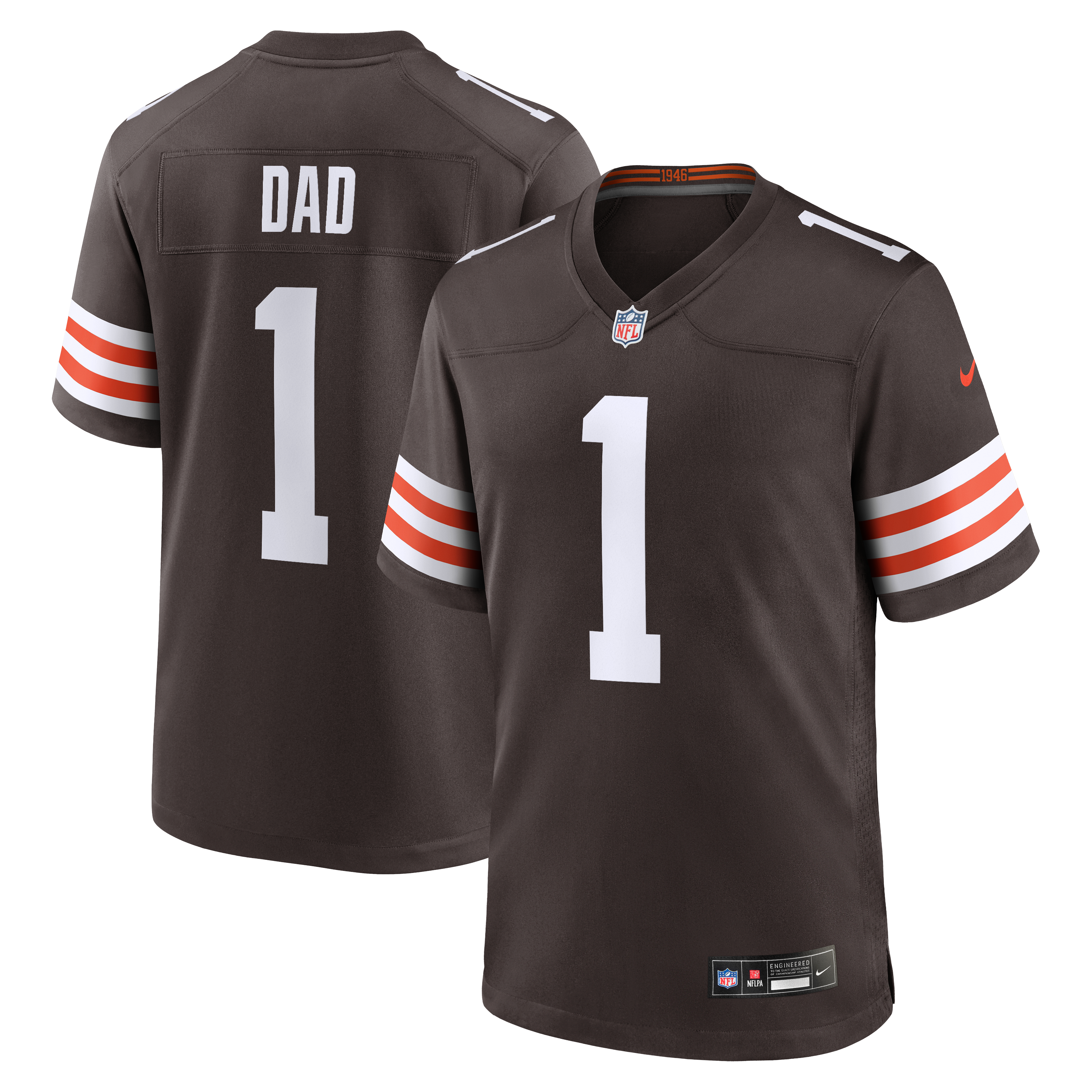 Number 1 Dad Cleveland Browns Game Jersey - Brown
