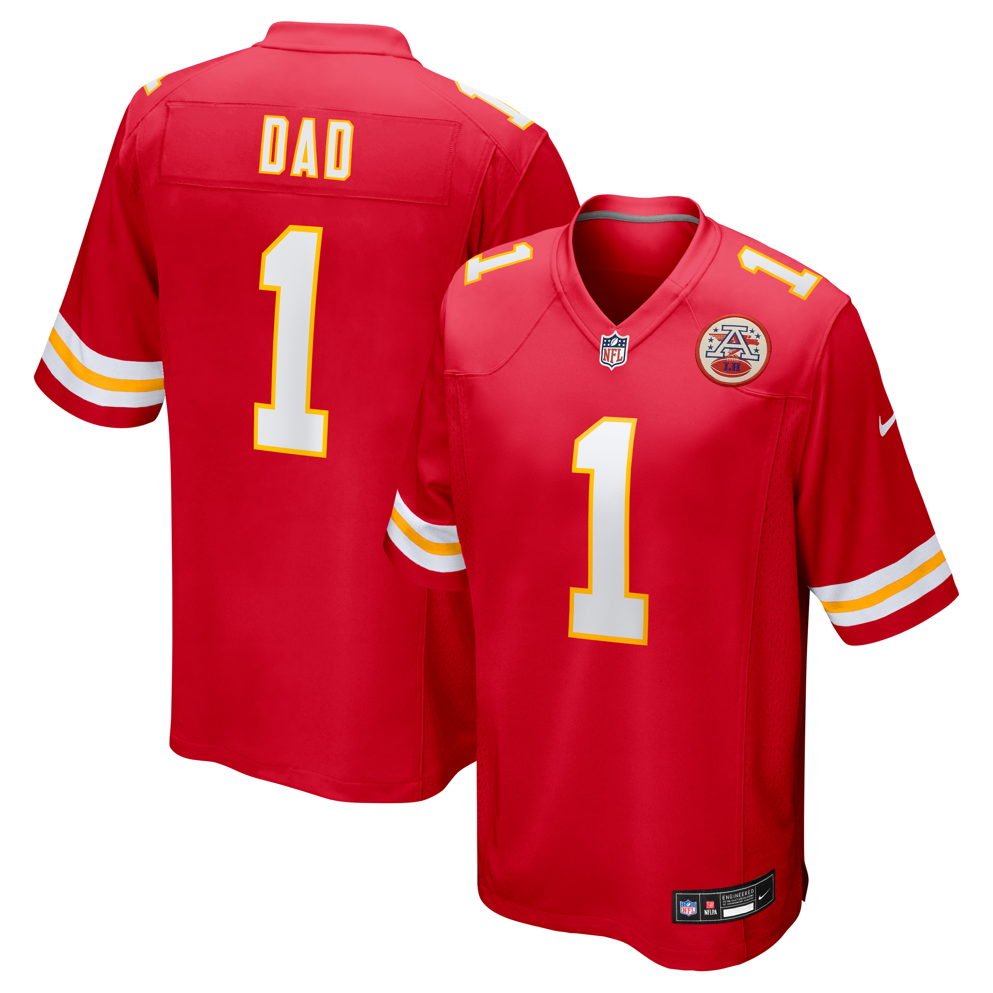 Number 1 Dad Kansas City Chiefs Game Jersey - Red - Image 2