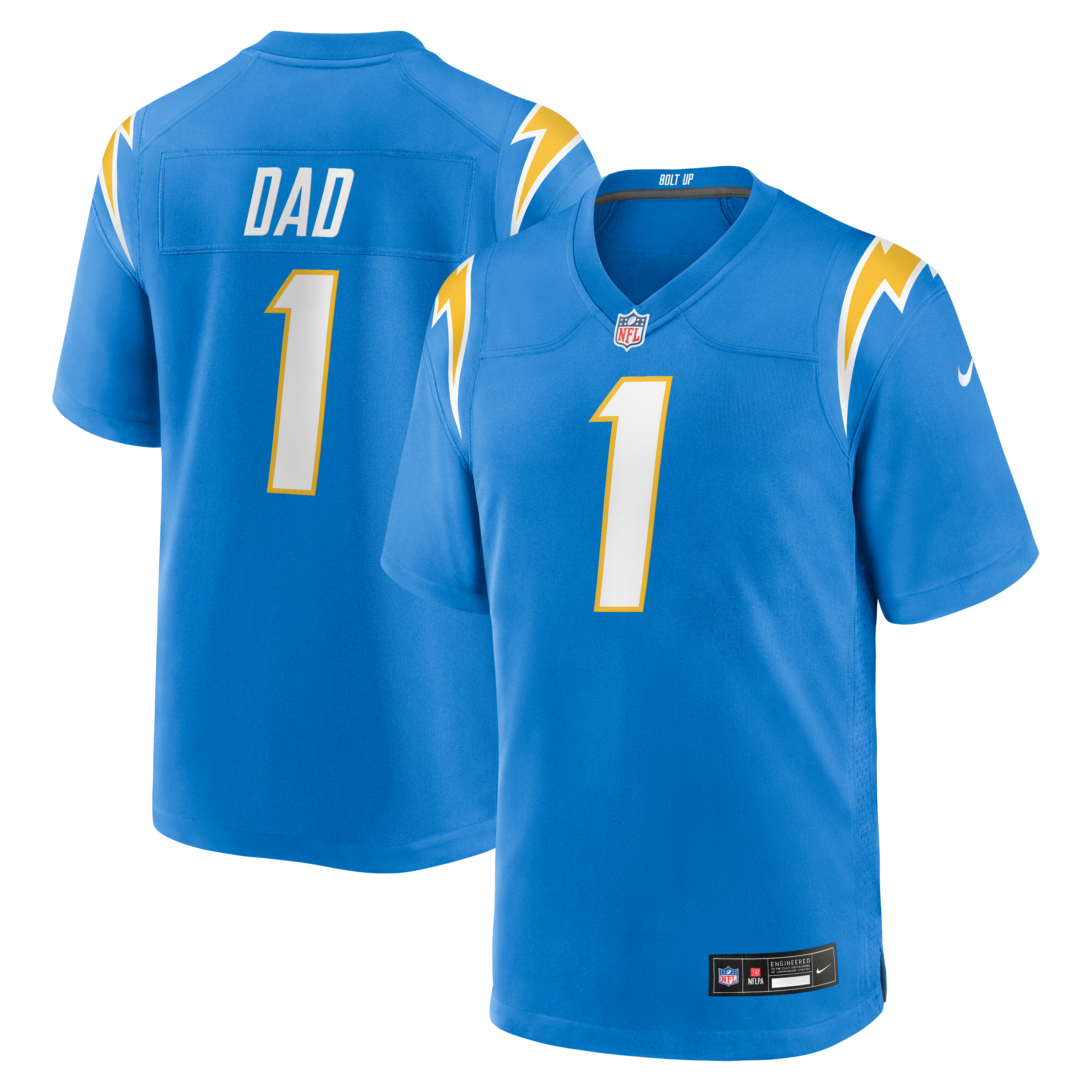 Number 1 Dad Los Angeles Chargers Game Jersey - Powder Blue