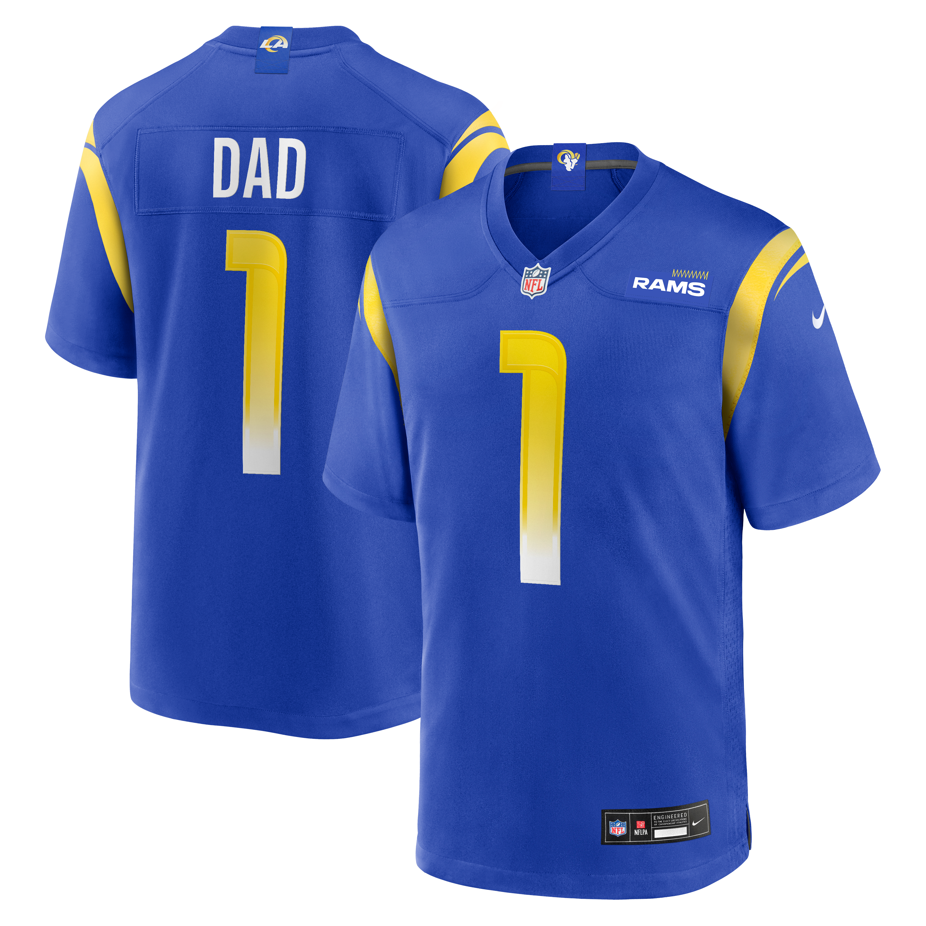 Number 1 Dad Los Angeles Rams Game Jersey - Royal - Image 2