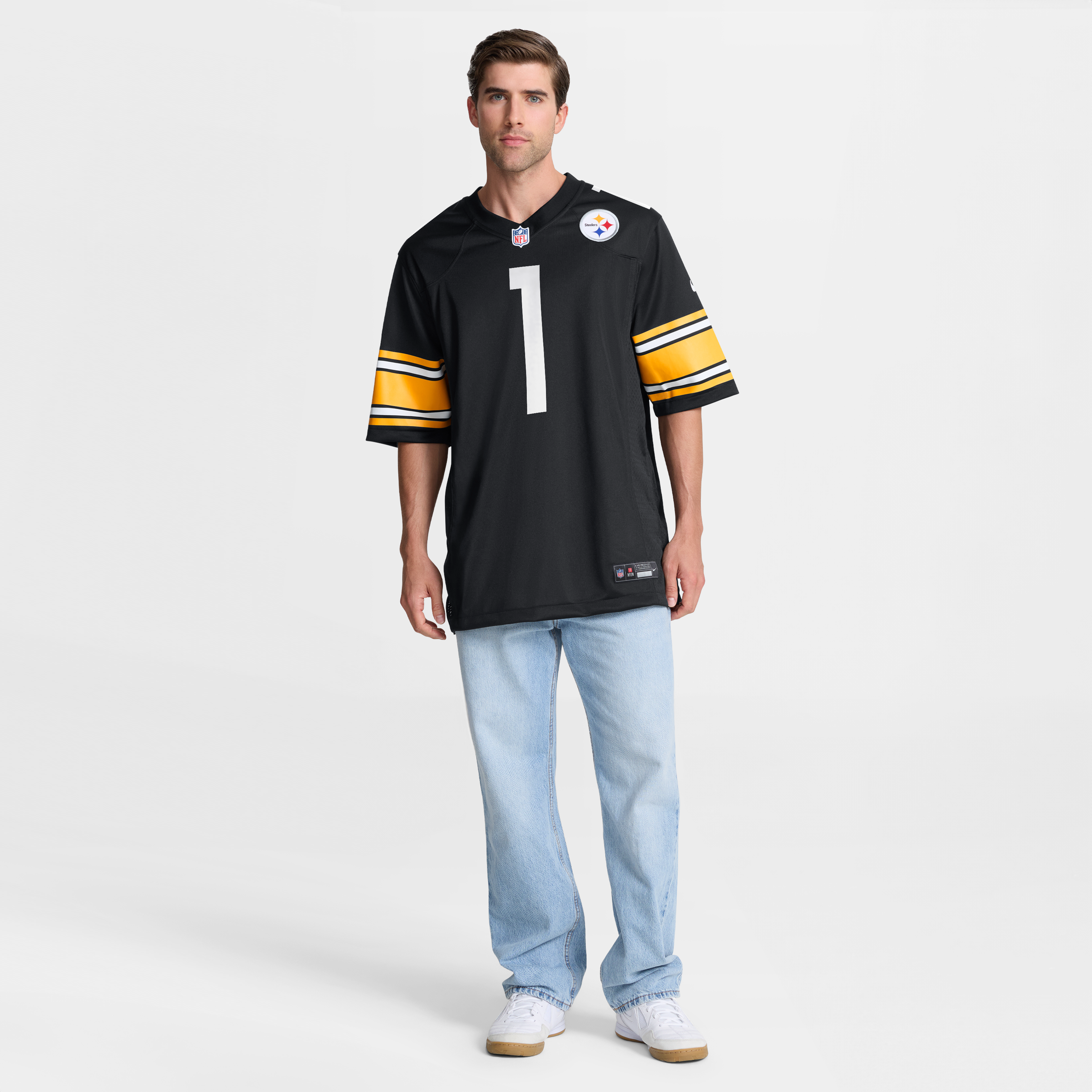 Number 1 Dad Pittsburgh Steelers Game Jersey - Black - Image 8