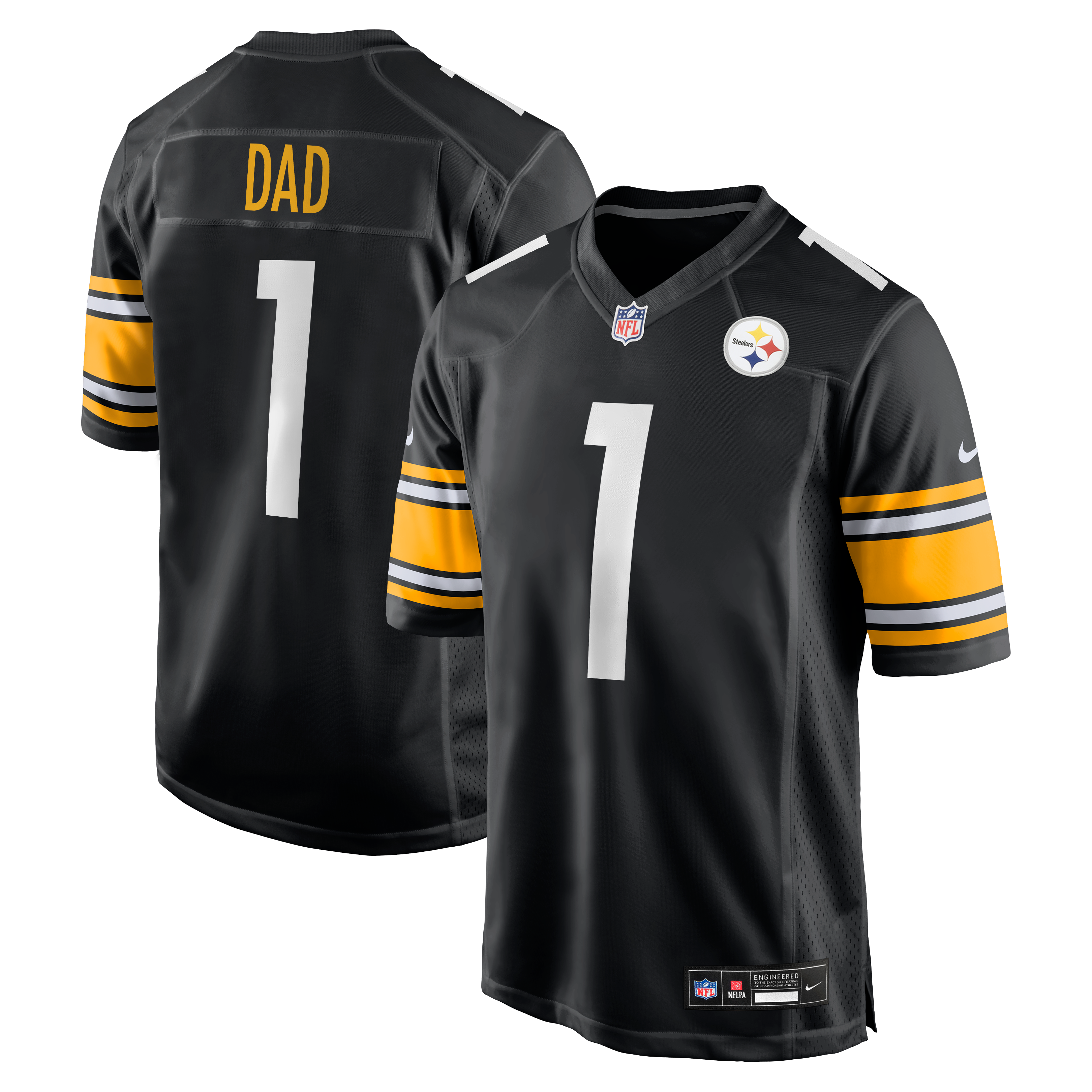 Number 1 Dad Pittsburgh Steelers Game Jersey - Black