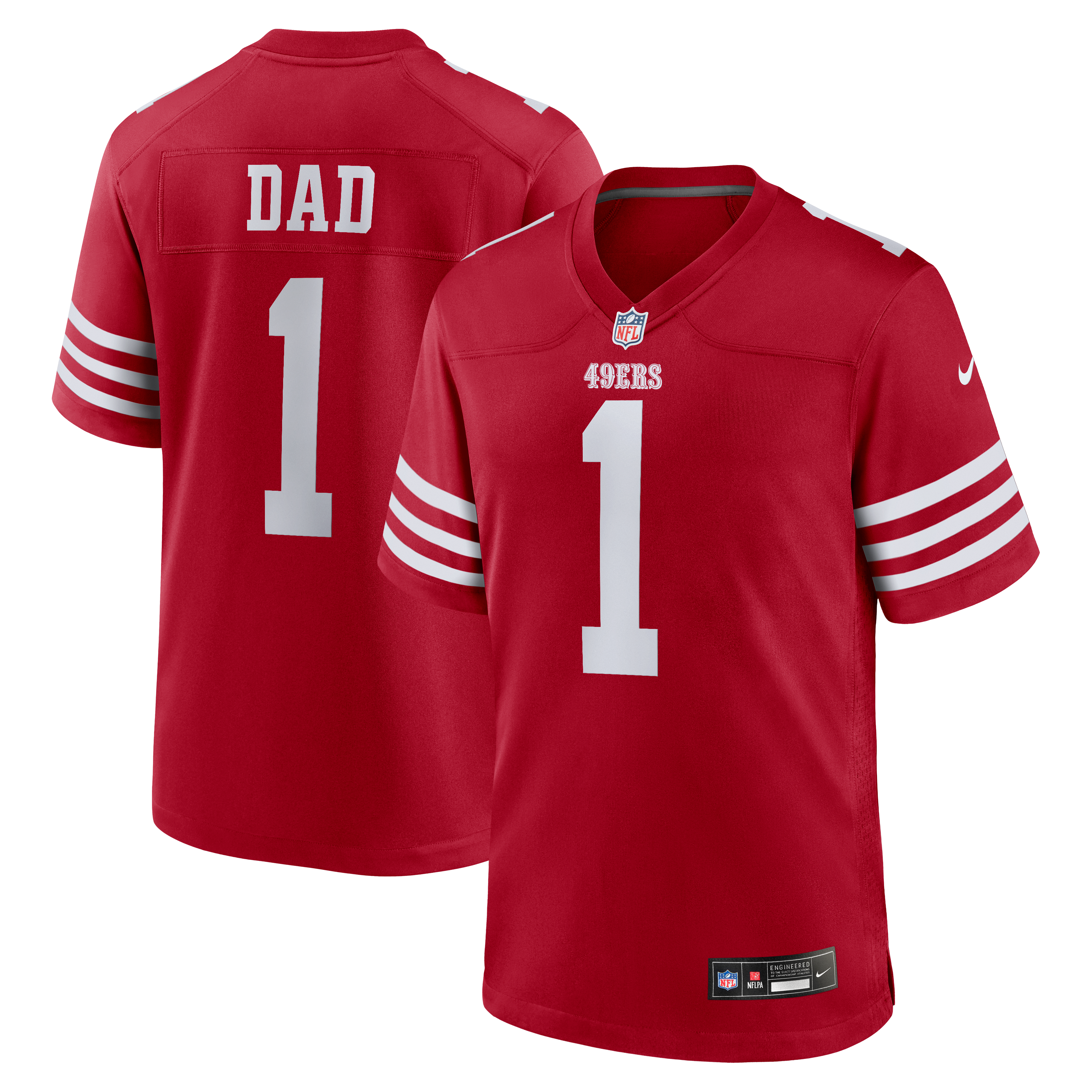 Number 1 Dad San Francisco 49ers Game Jersey - Scarlet - Image 2