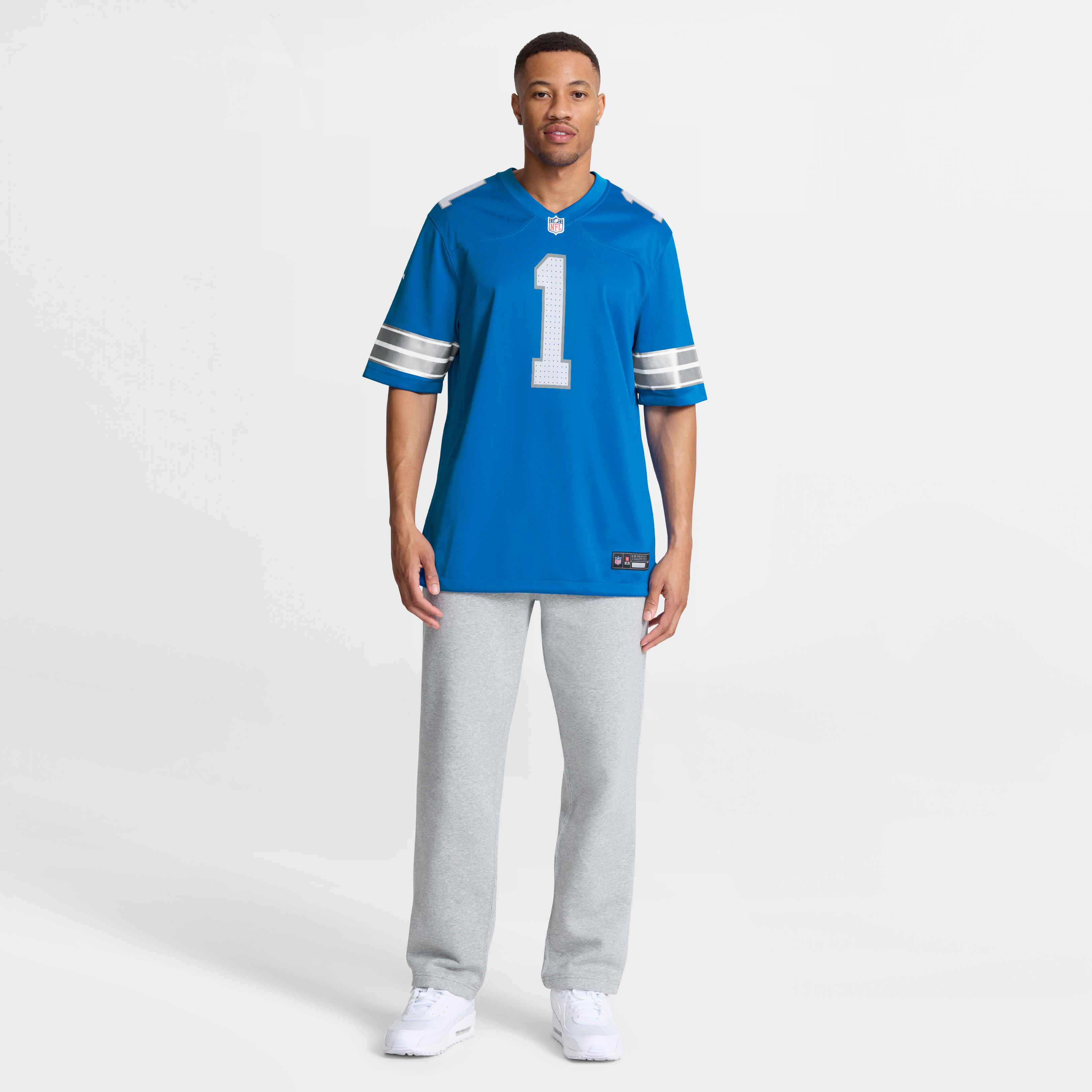 Number 1 Groom Detroit Lions Game Jersey - Blue - Image 8