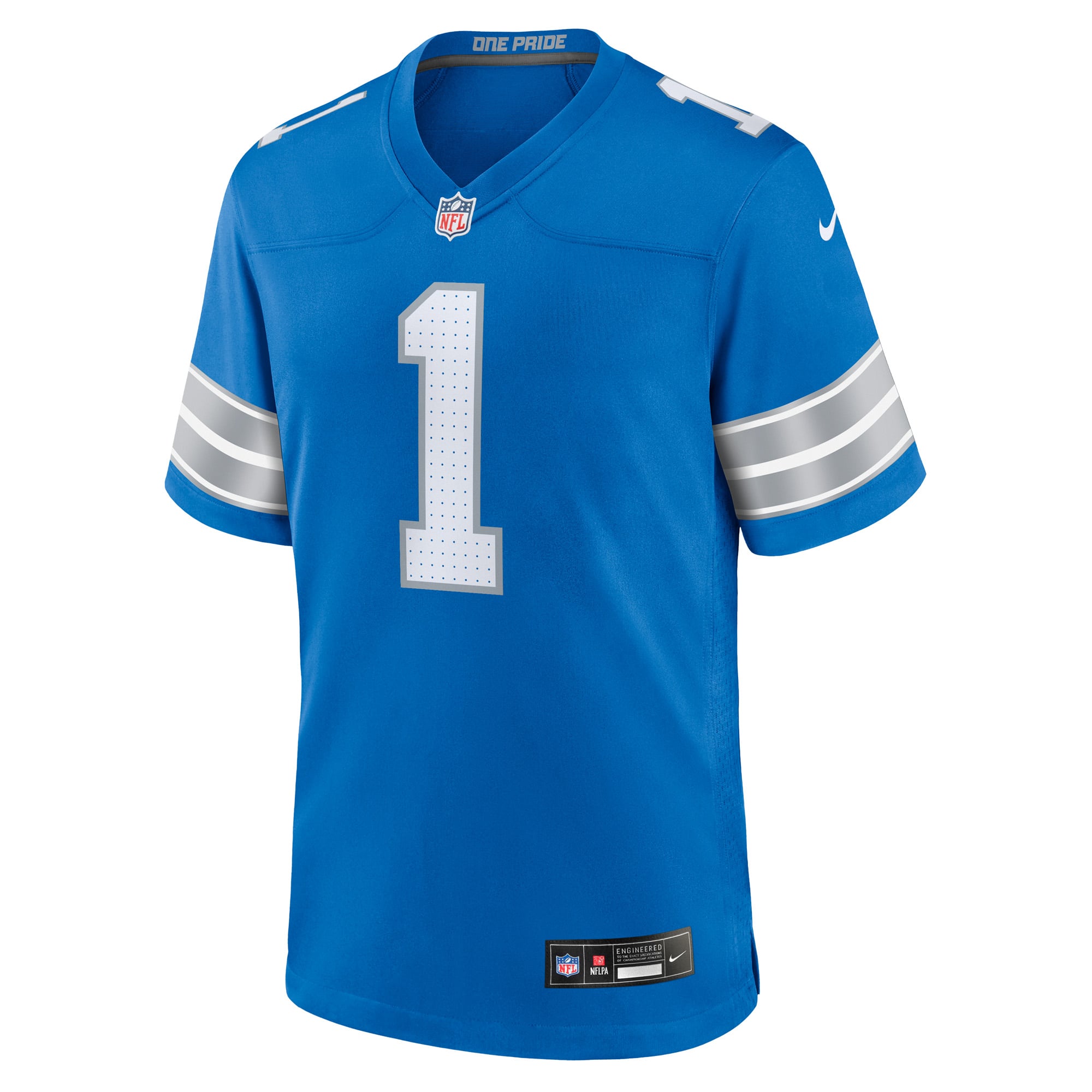 Number 1 Groom Detroit Lions Game Jersey - Blue - Image 3