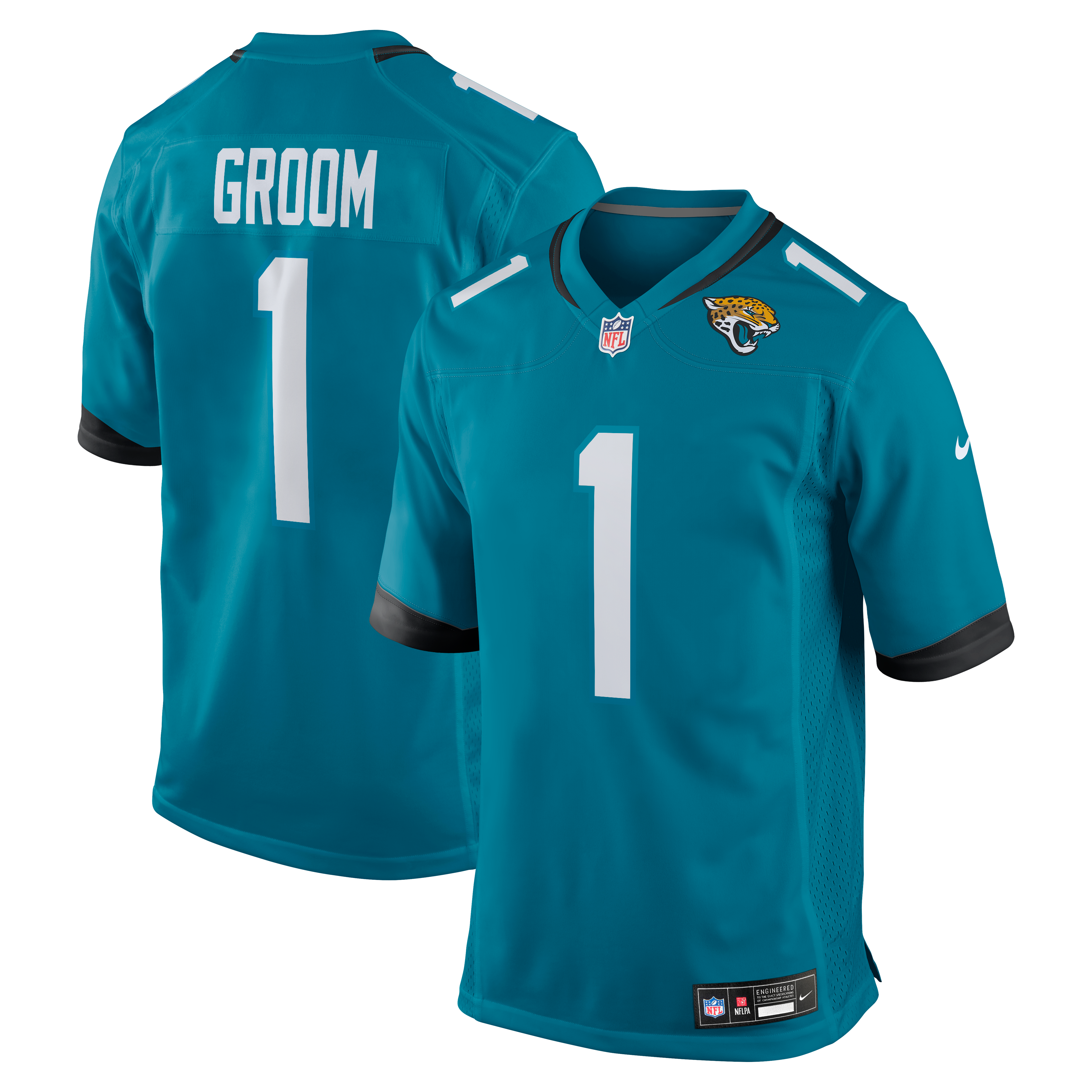 Number 1 Groom Jacksonville Jaguars Game Jersey - Teal - Image 2