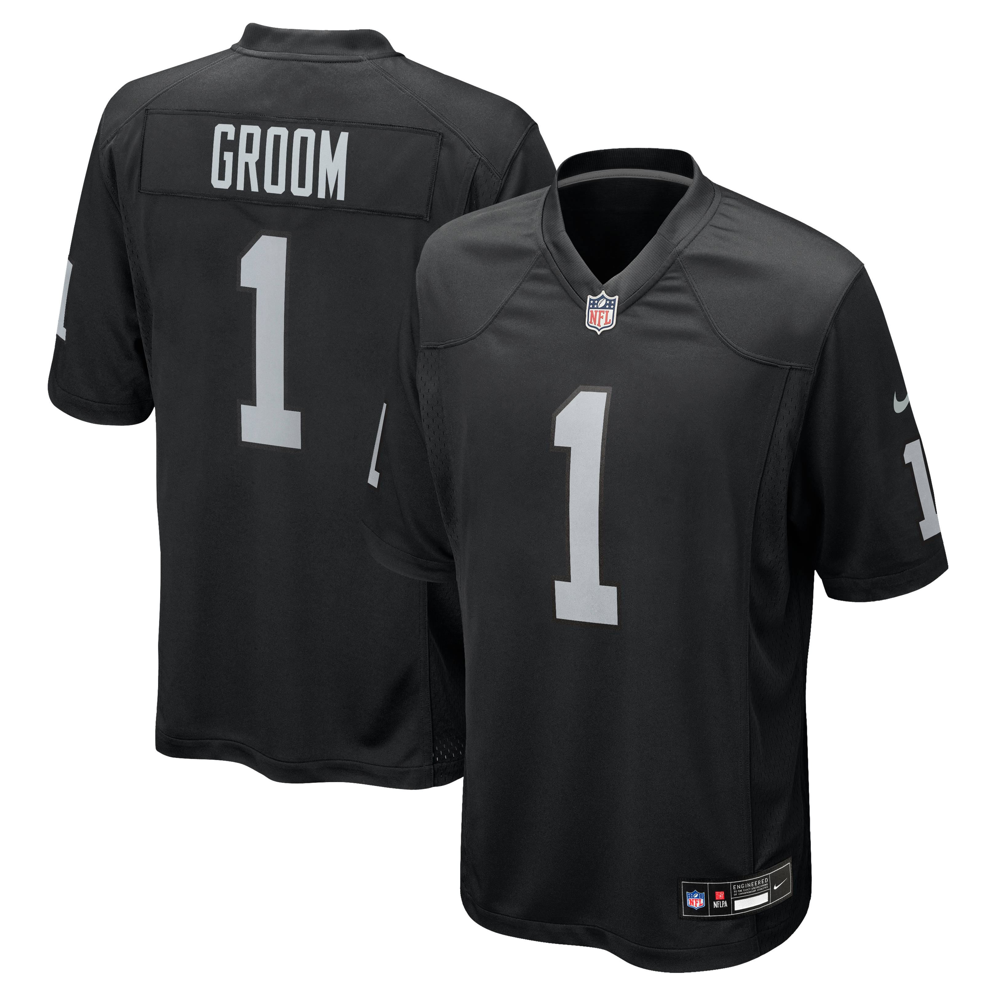 Number 1 Groom Las Vegas Raiders Game Jersey - Black