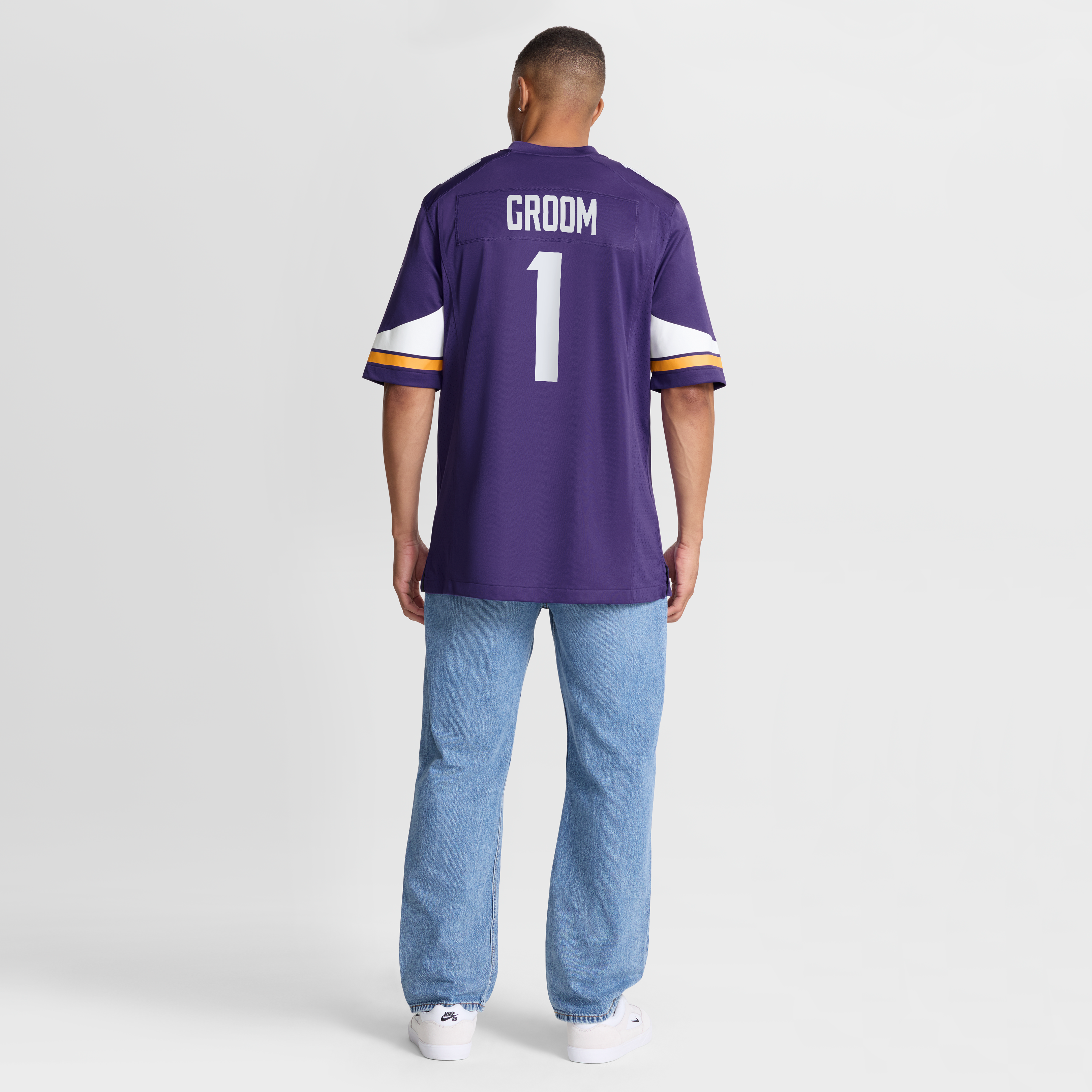 Number 1 Groom Minnesota Vikings Game Jersey - Purple - Image 9