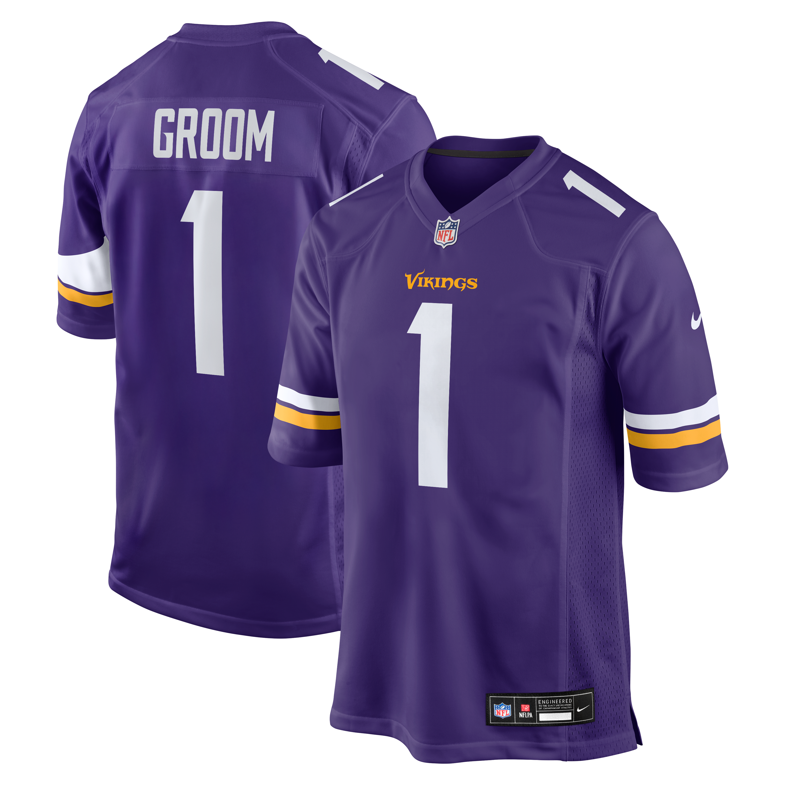 Number 1 Groom Minnesota Vikings Game Jersey - Purple - Image 2
