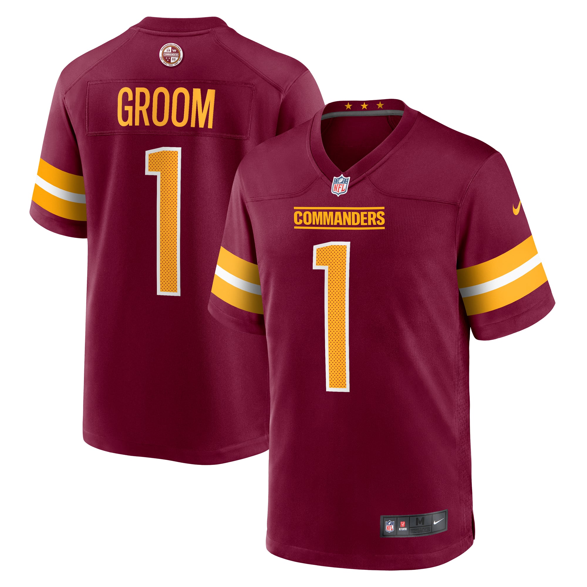Number 1 Groom Washington Commanders Game Jersey - Burgundy - Image 2