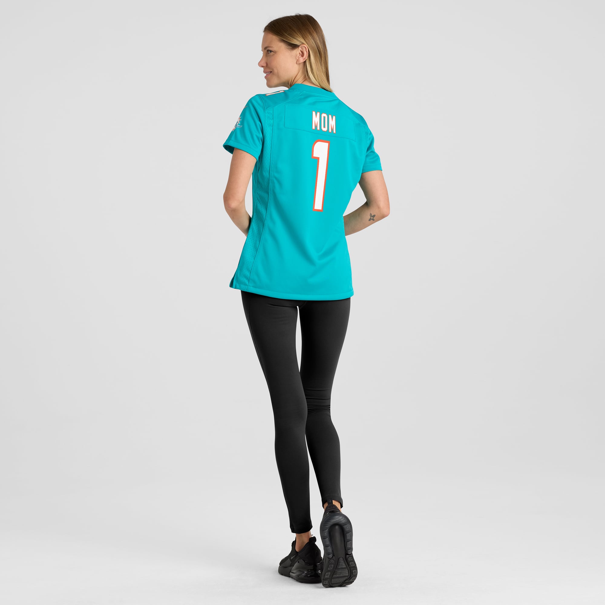 Number 1 Mom Miami Dolphins Women's Game Jersey - Aqua - Image 6