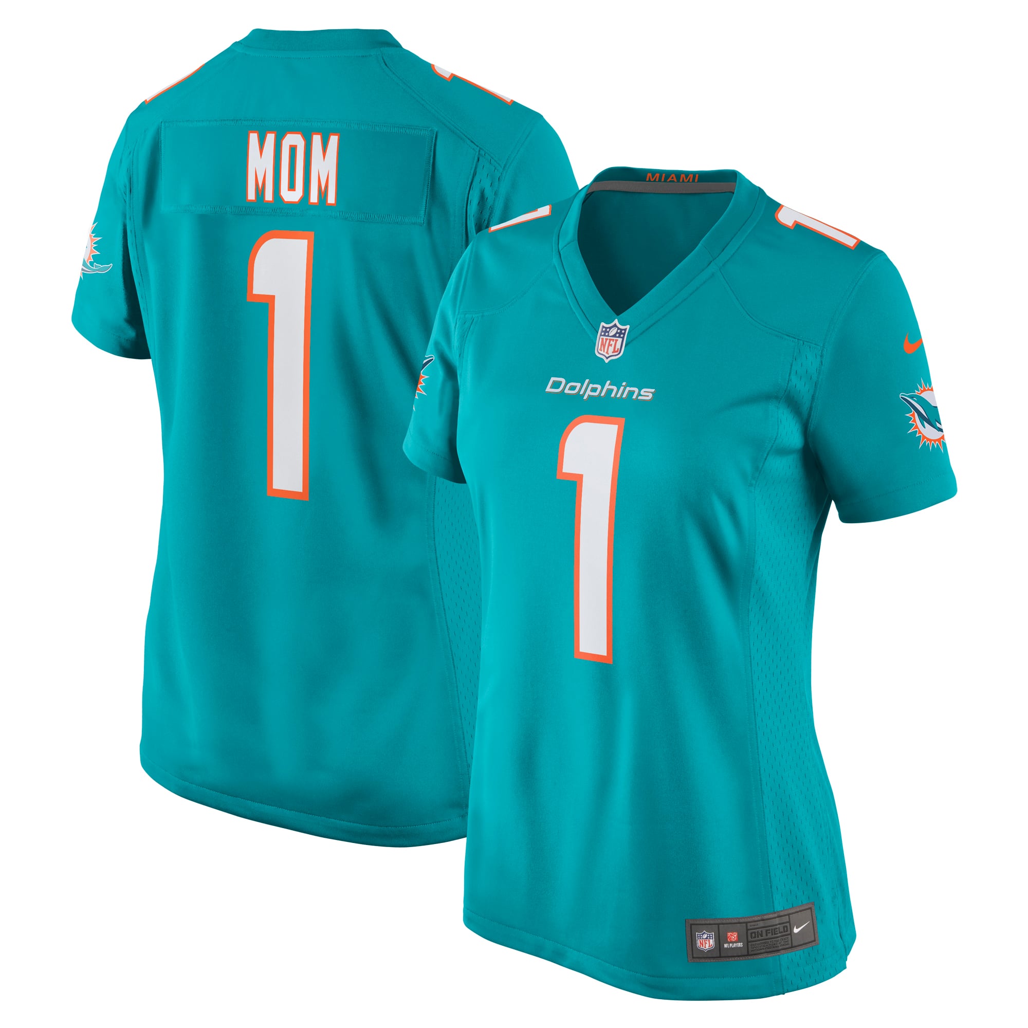 Number 1 Mom Miami Dolphins Women's Game Jersey - Aqua - Image 2